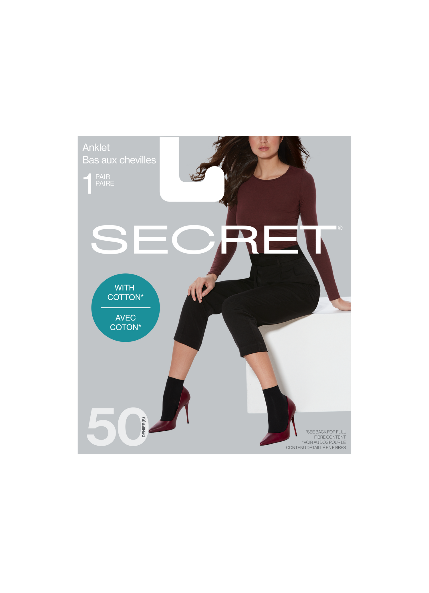 SECRET® Opaque Cotton Anklet - 1 Pair - 50 Denier