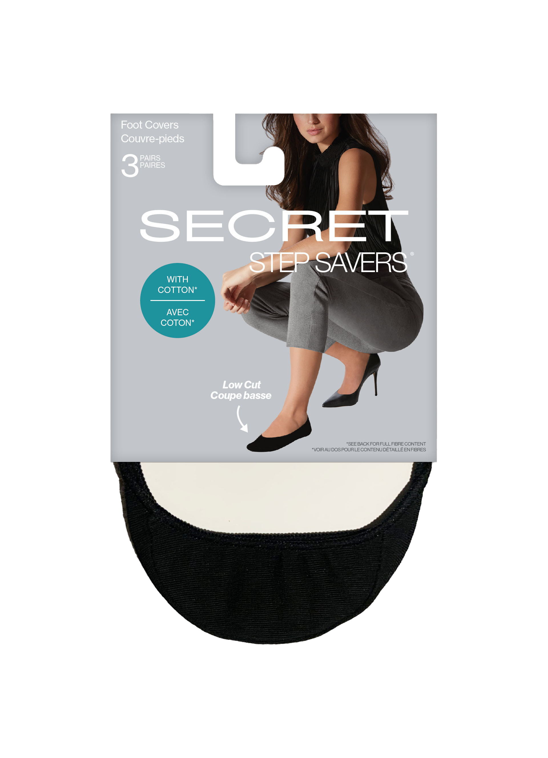 SECRET STEP SAVERS® Low Cut Cotton Footcover - 3 Pairs