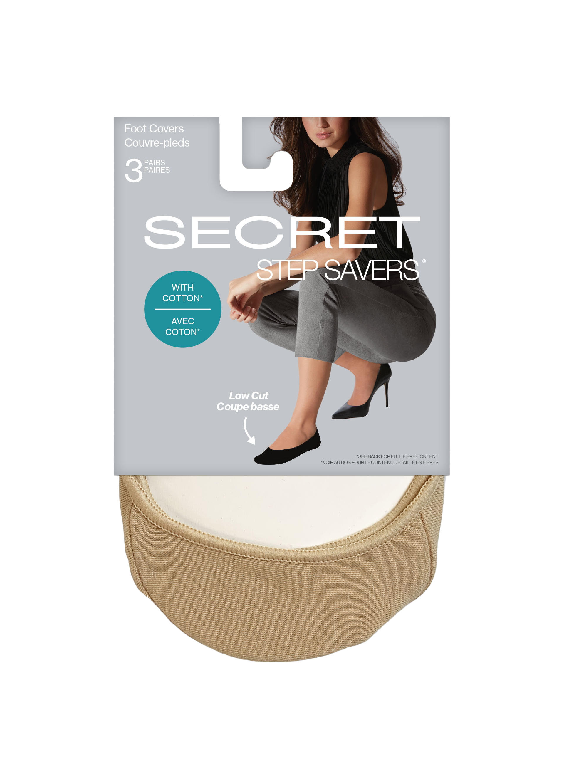 SECRET STEP SAVERS® Low Cut Cotton Footcover - 3 Pairs