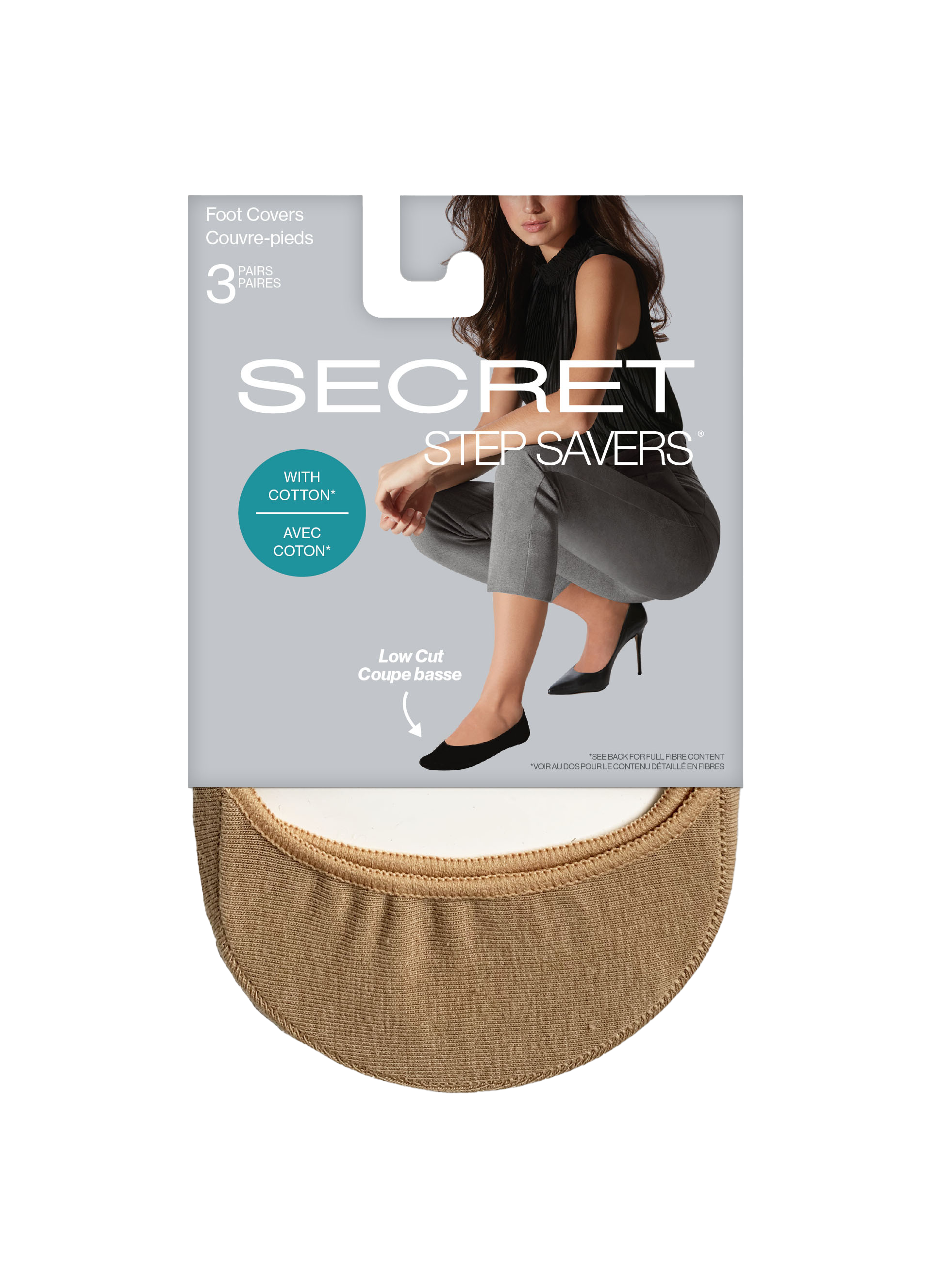 SECRET STEP SAVERS® Low Cut Cotton Footcover - 3 Pairs