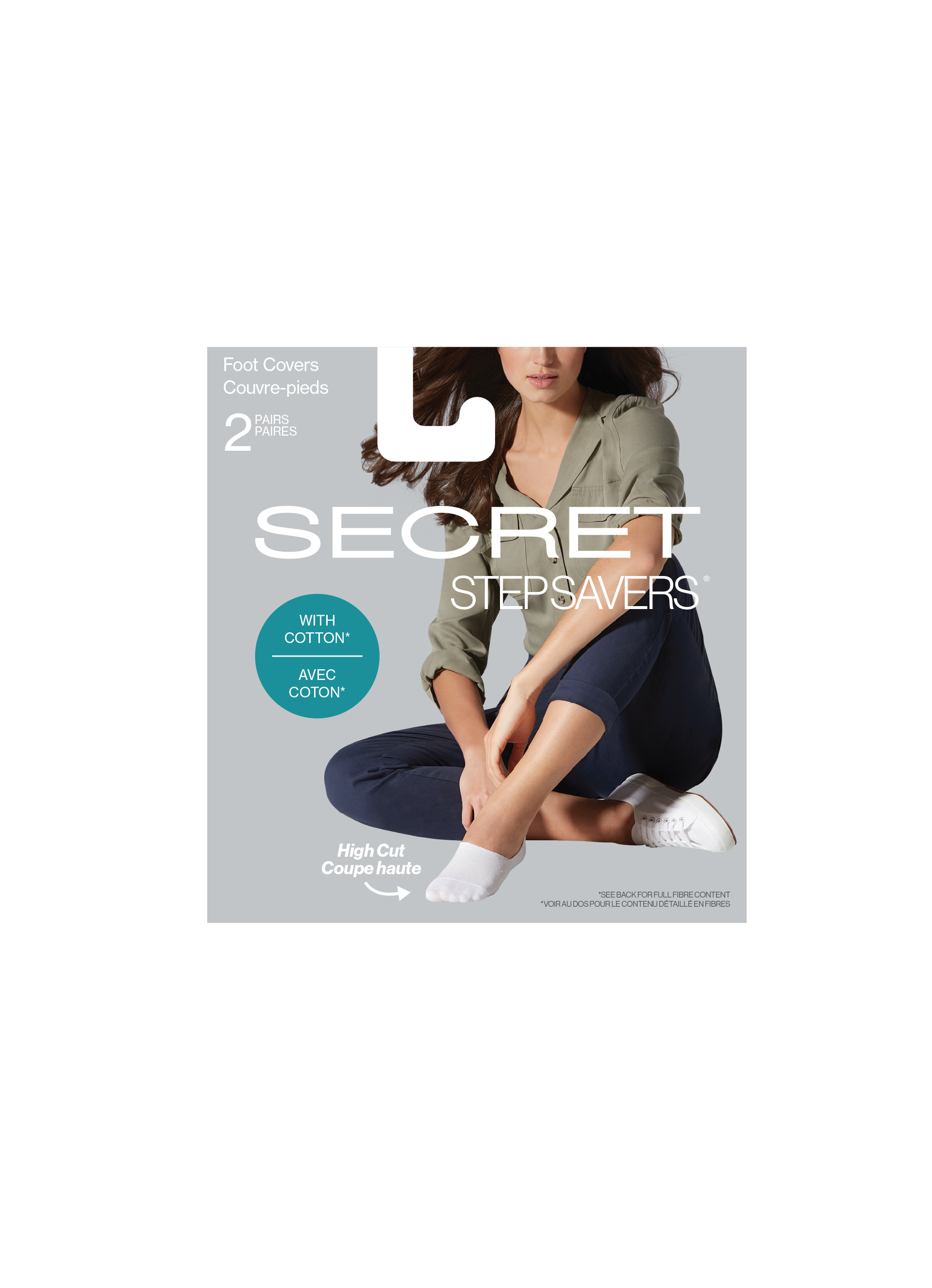 SECRET STEP SAVERS® High Cut Sneaker Cut Cotton Footcover