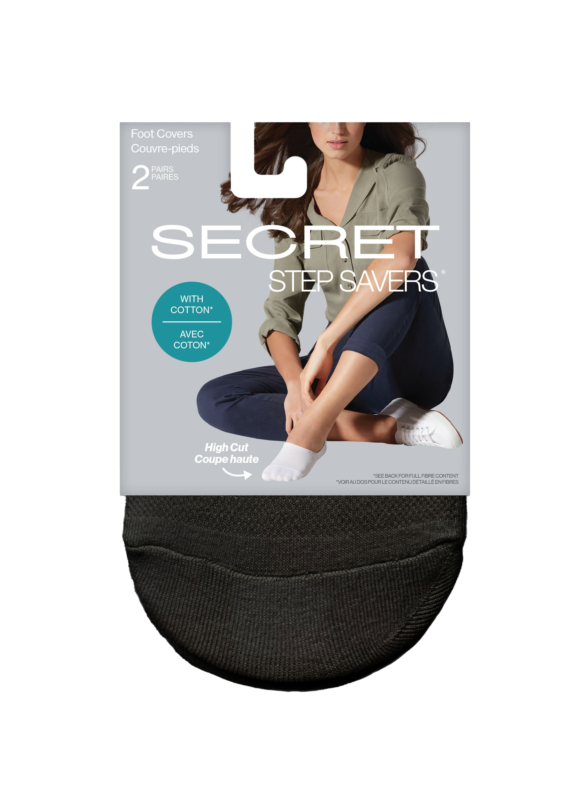 SECRET STEP SAVERS® High Cut Sneaker Cut Cotton Footcover