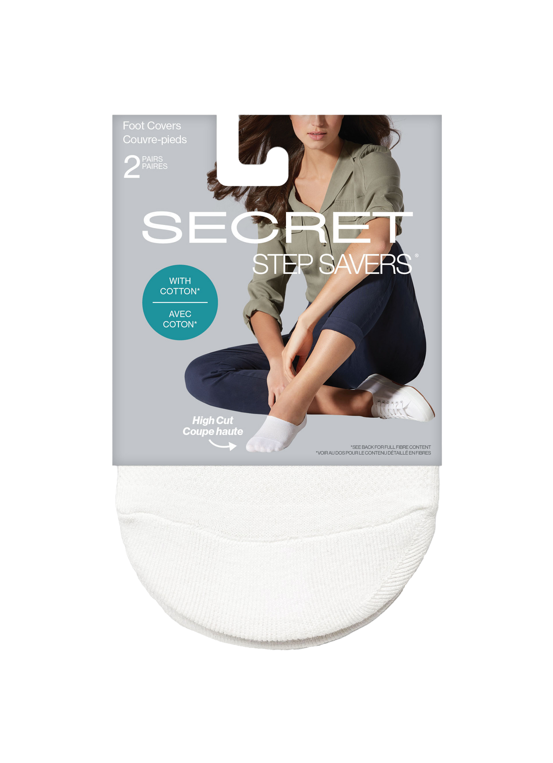 Couvre-pieds en coton coupe haute SECRET STEP SAVERS® - 2 paires