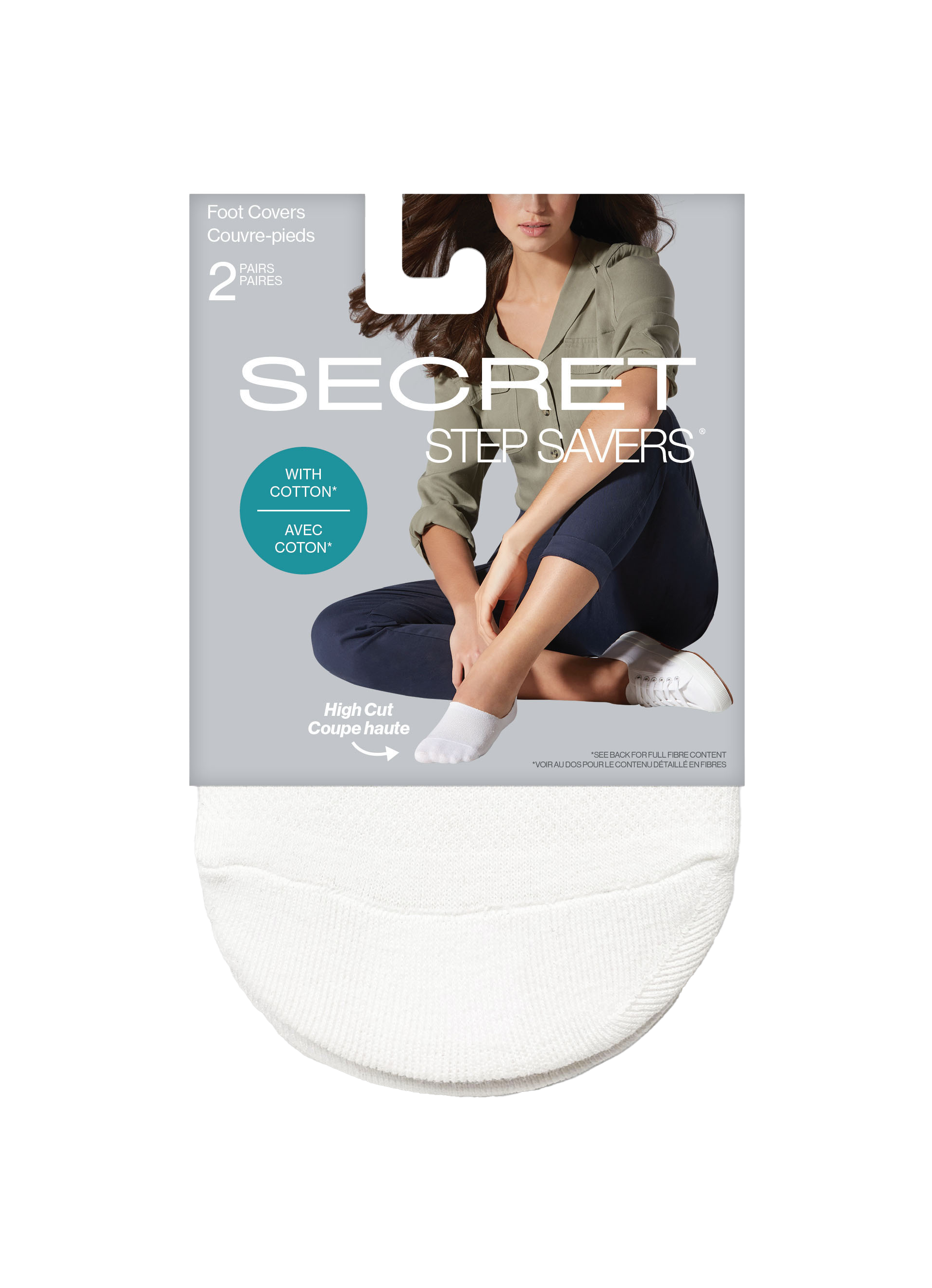 SECRET STEP SAVERS® High Cut Sneaker Cut Cotton Footcover