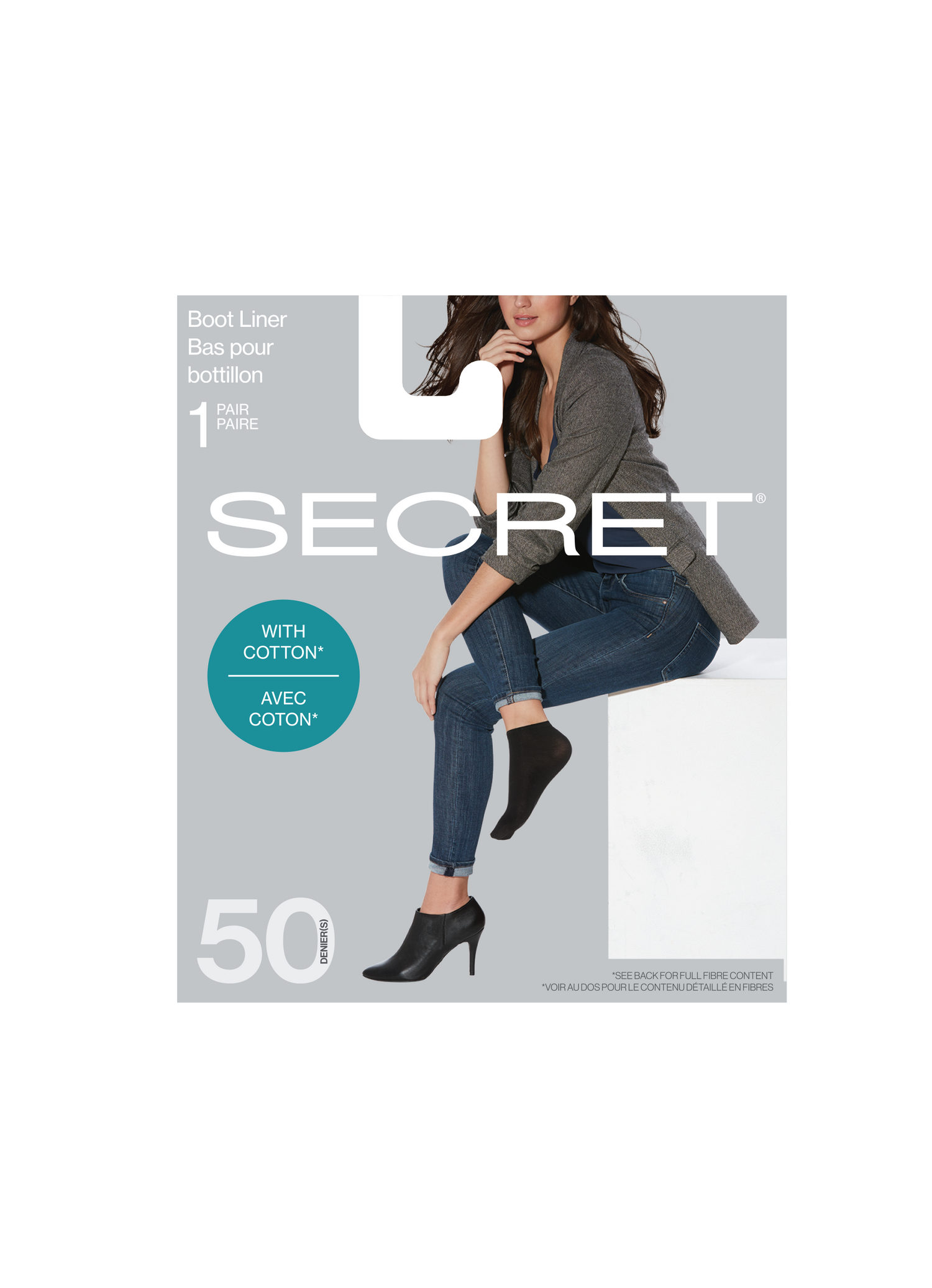 SECRET® Opaque Cotton Boot Liner - 1 Pair - 50 Denier