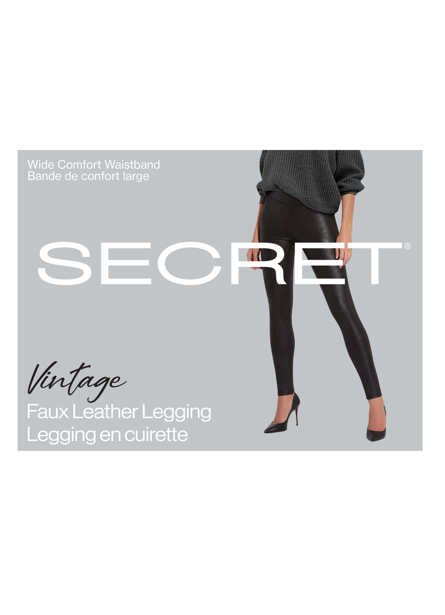 SECRET® Vintage Faux Leather Legging w/Wide Comfort Waistband