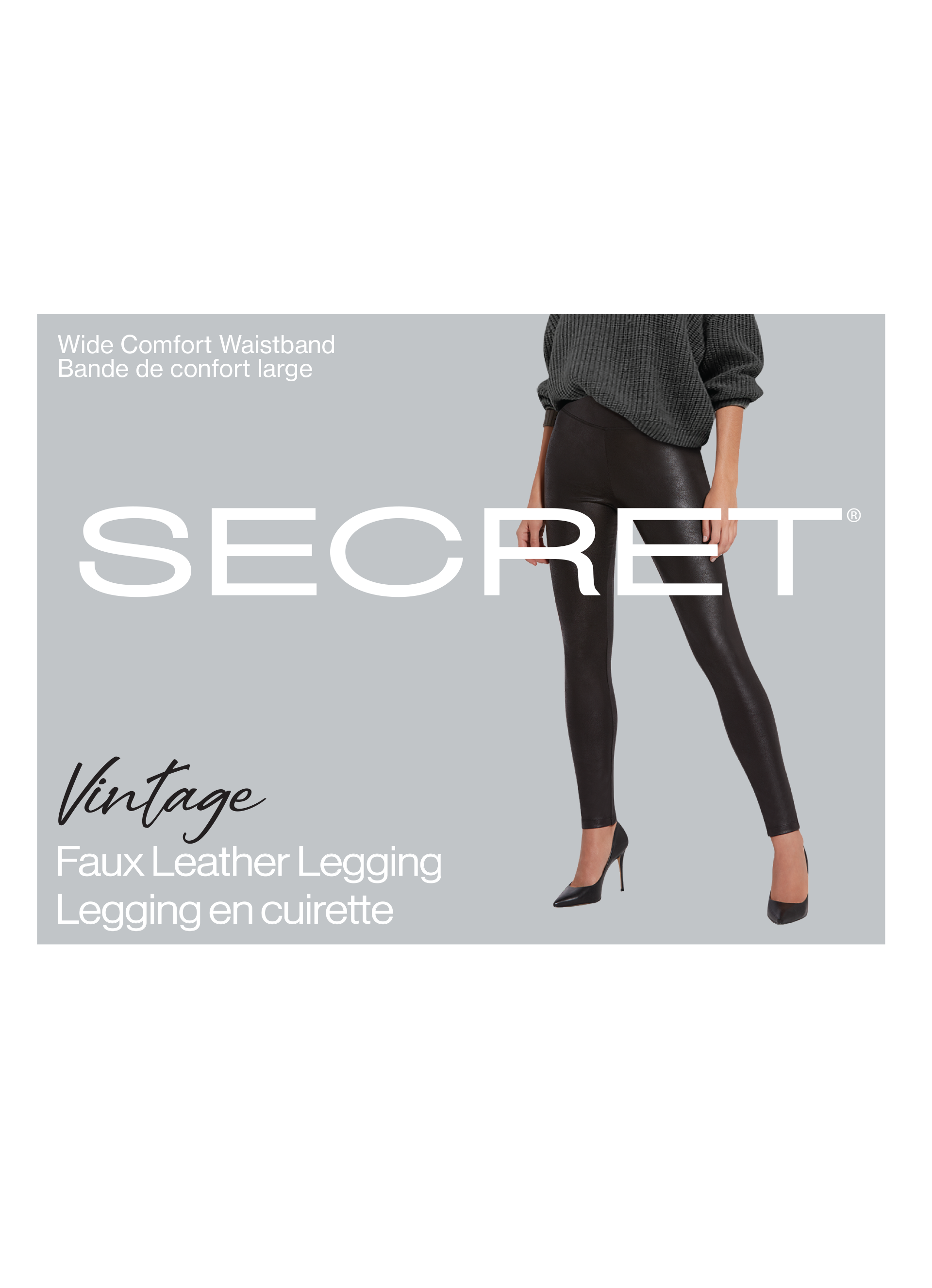SECRET® Vintage Faux Leather Legging w/Wide Comfort Waistband