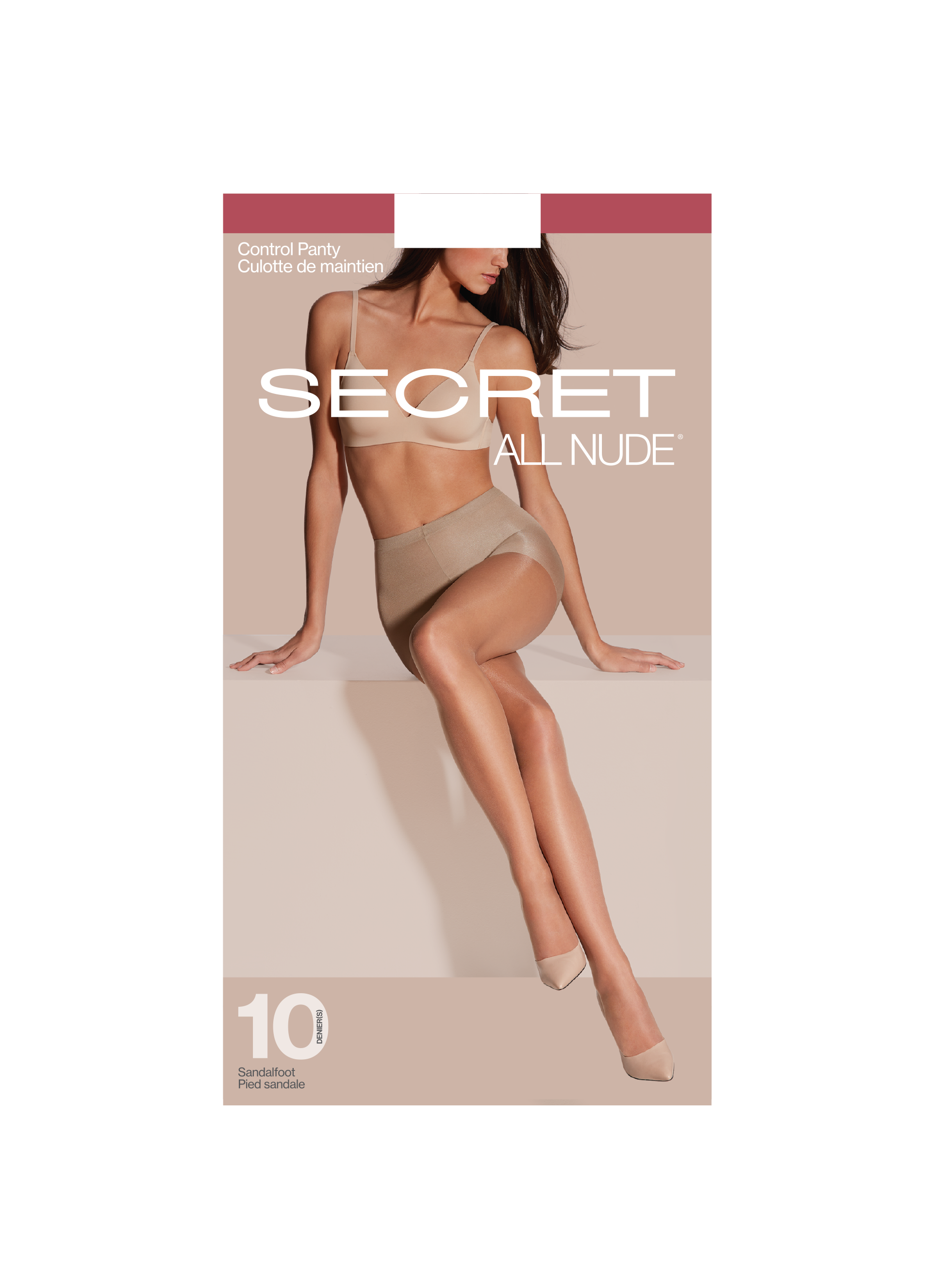 SECRET ALL NUDE® Invisible Sheer Control Top Panty w/Sandalfoot - 10 Denier