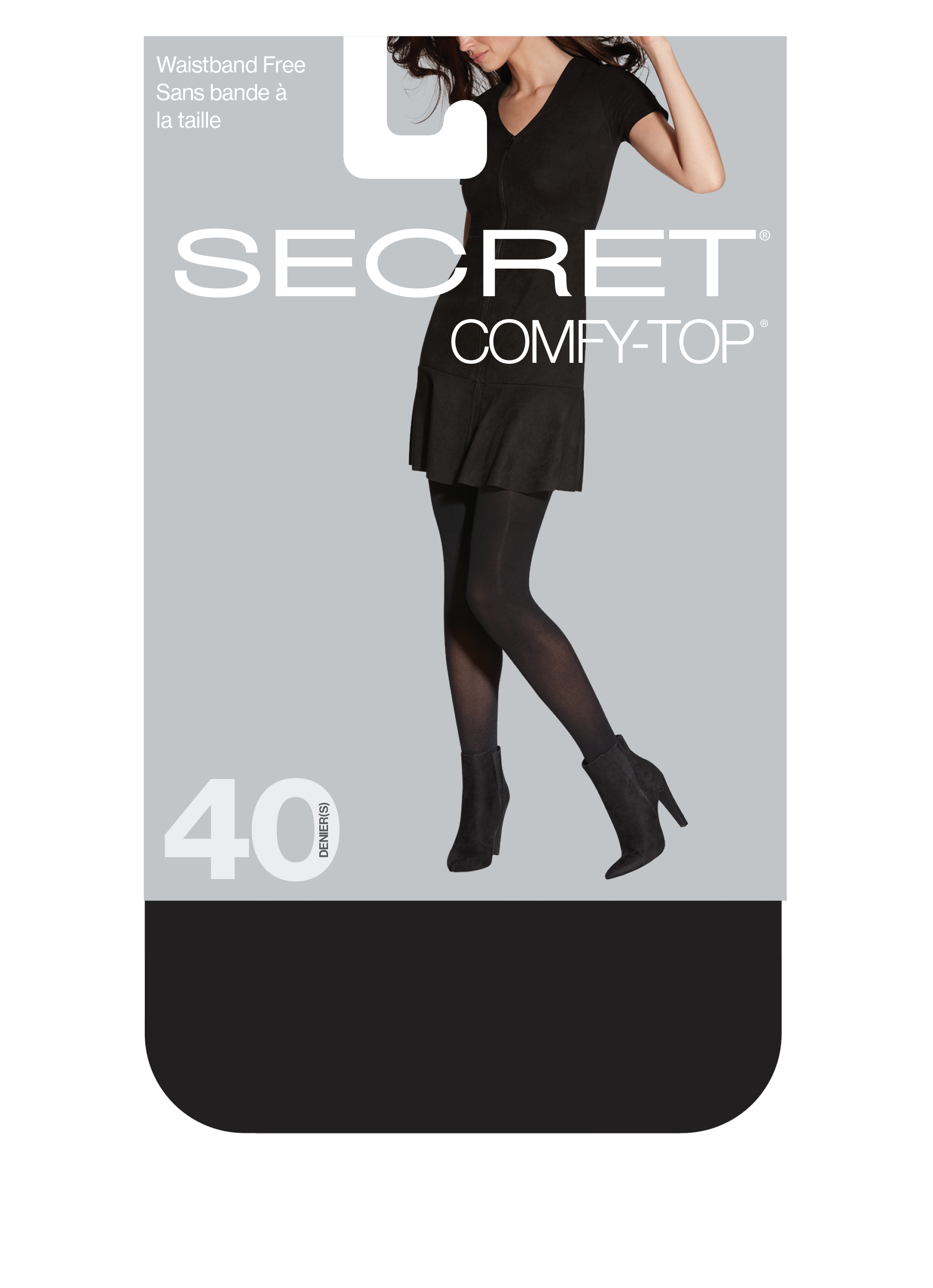 SECRET COMFY-TOP® Semi-Opaque Tights | 40 Denier Comfy Tights With Waistband Free Panty