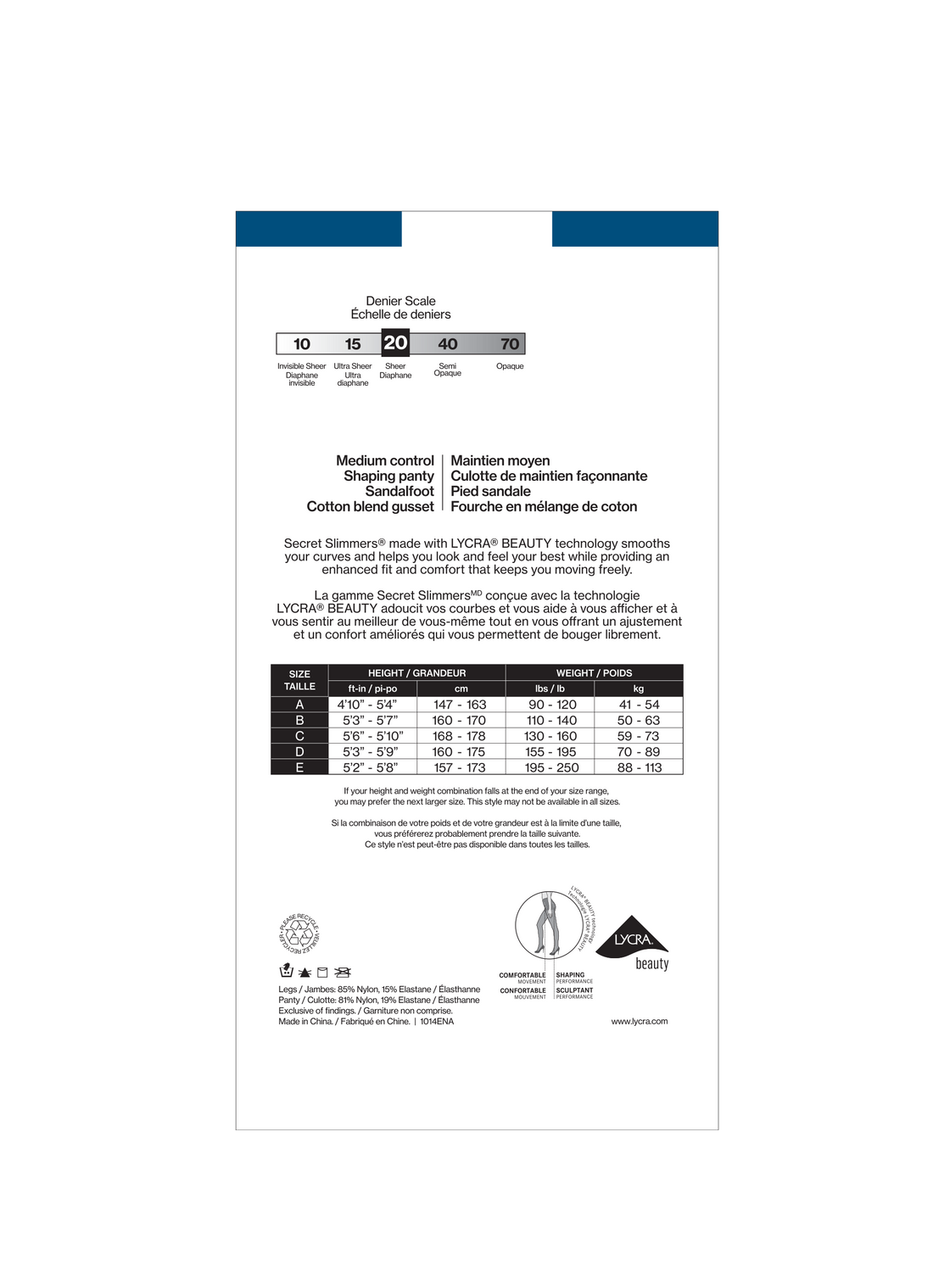 SECRET SLIMMERS - Sheer Medium Control Shaping Panty