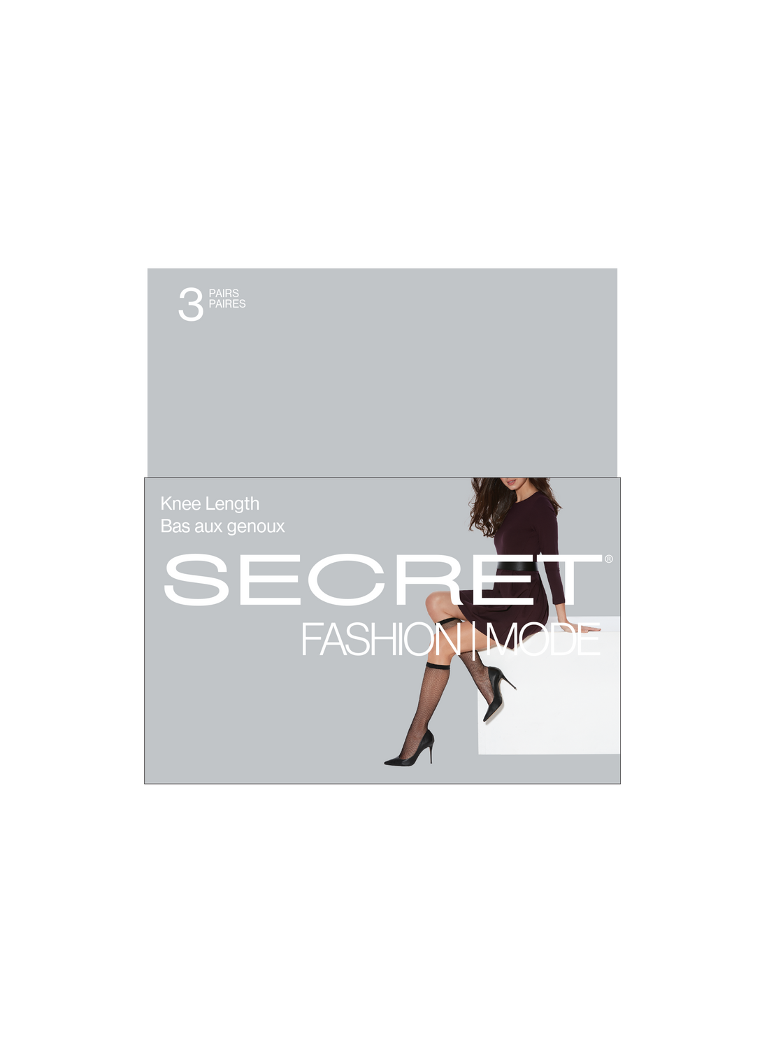 SECRET® Semi-opaque/Mode Longueur Genou - 1 Semi-opaquepaque/2 Mode - 3 Paires - 40 Deniers