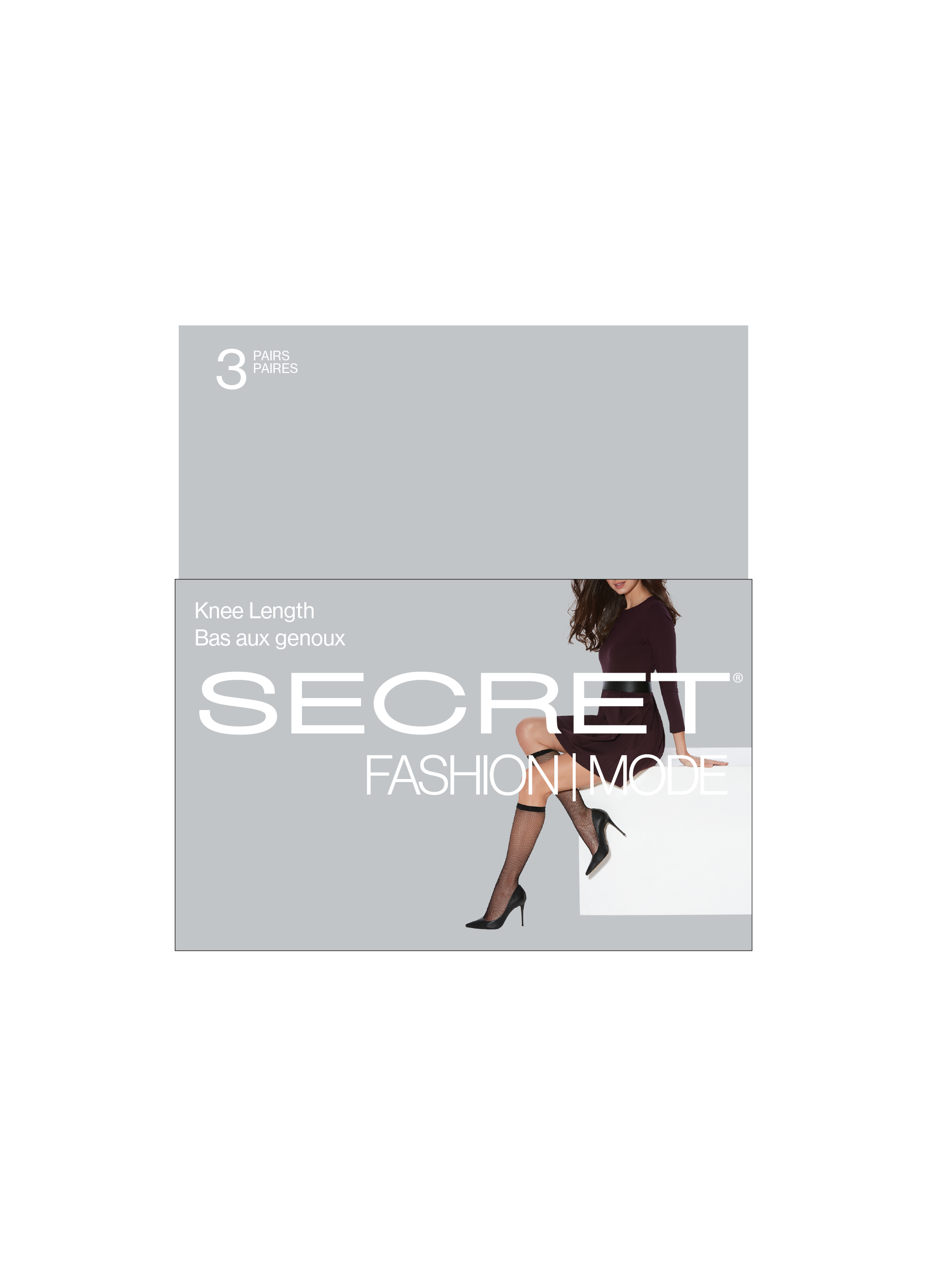 SECRET® - Knee Length - 1 Semi-opaque and 2 Fashion pairs
