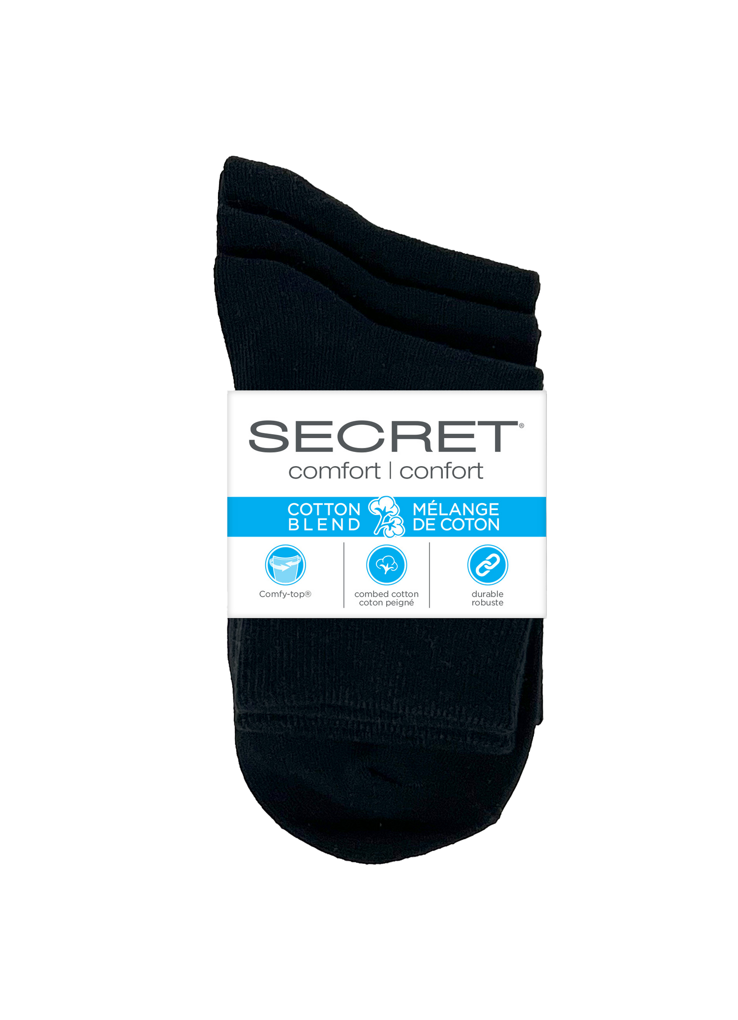 SECRET® Comfort Cotton Turn Cuff - 3 Pairs