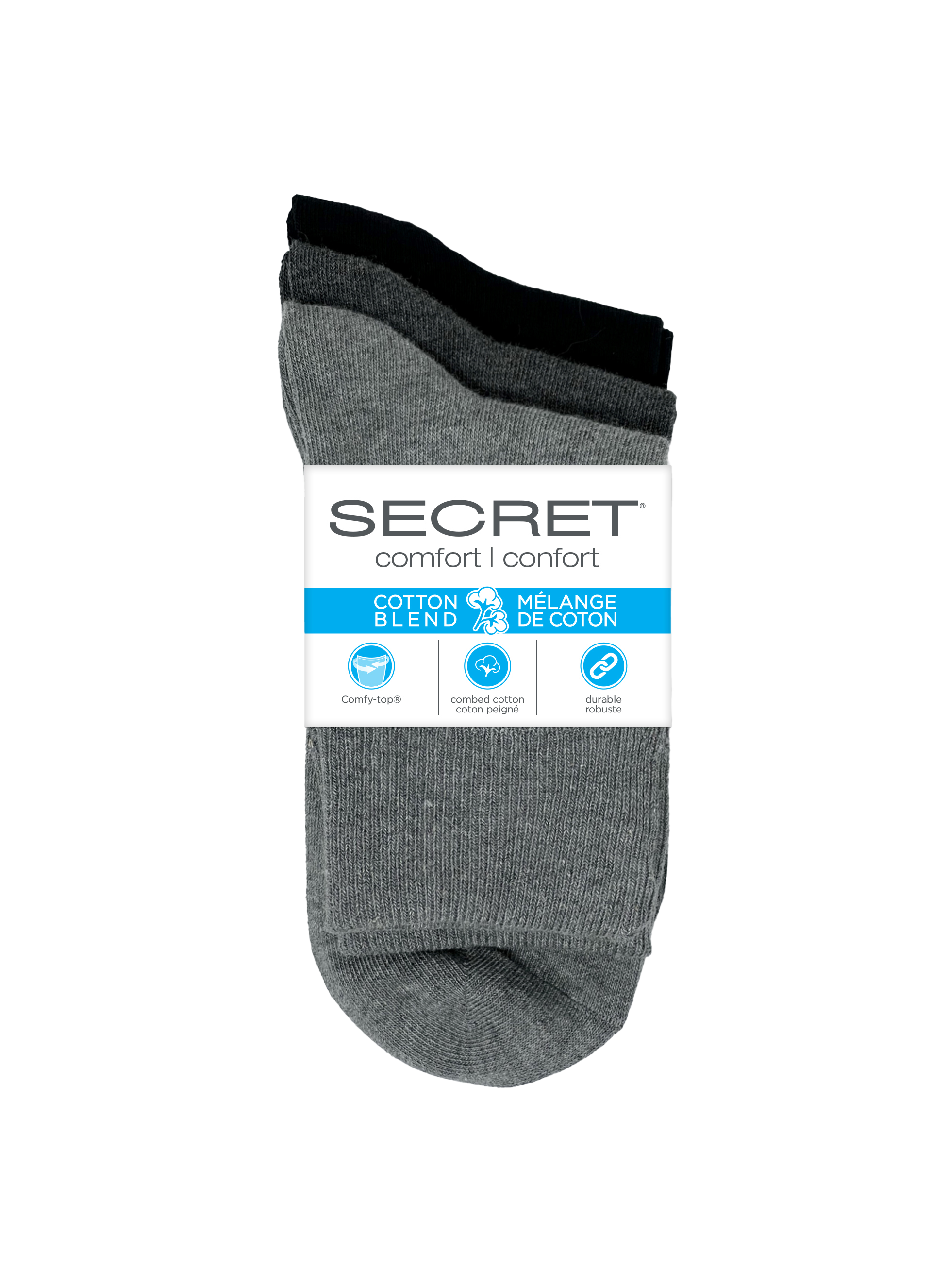 SECRET® Comfort Cotton Turn Cuff - 3 Pairs