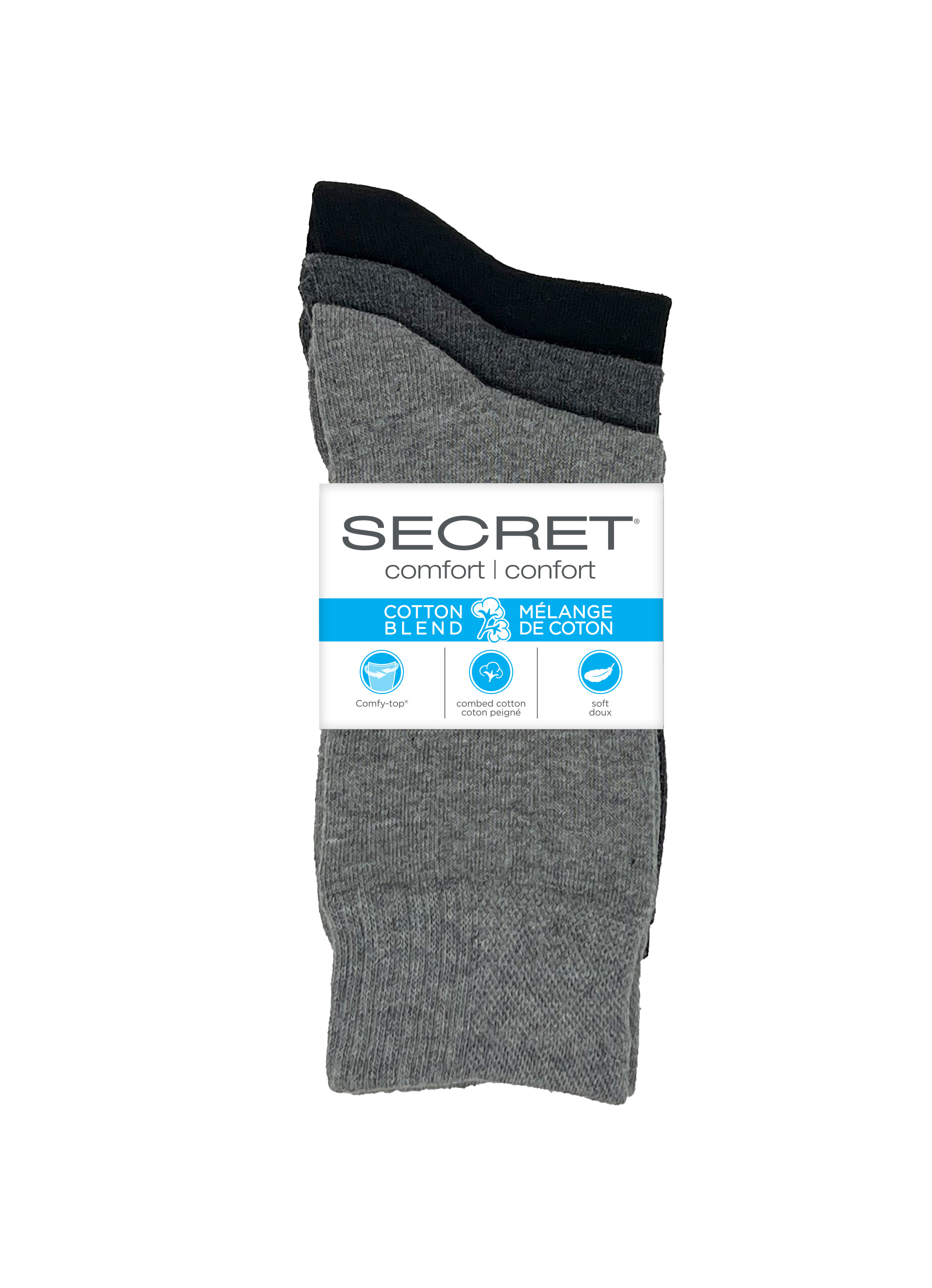 SECRET® Comfort Cotton Flat Knit Crew - 3 Pairs