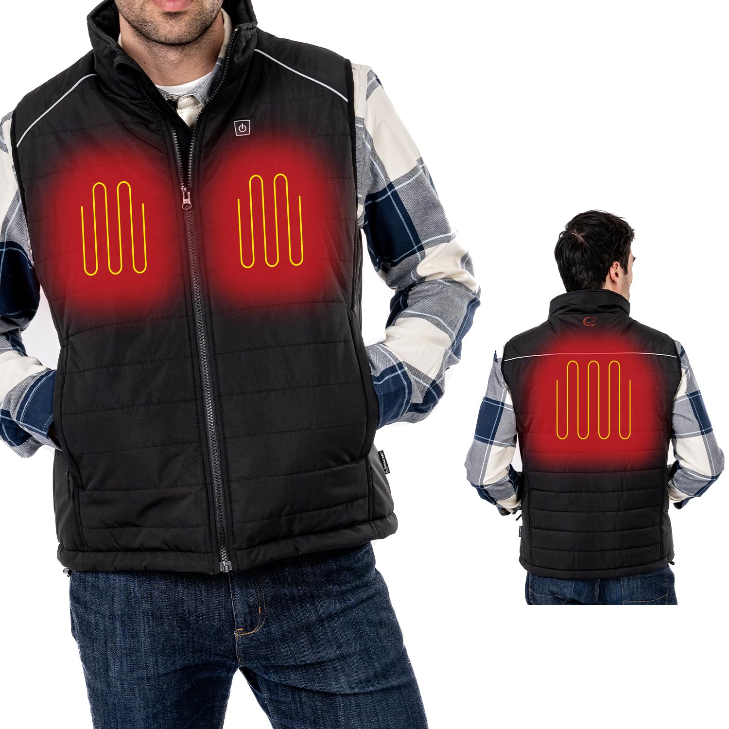 ENERGY TECHWEAR Men’s Quilted Heated Vest with 3 Heat Modules Slim & Lightweight, with Power Bank, Bluetooth App & Short Circuit Protection, Breathable, Waterproof, Windproof & Washable