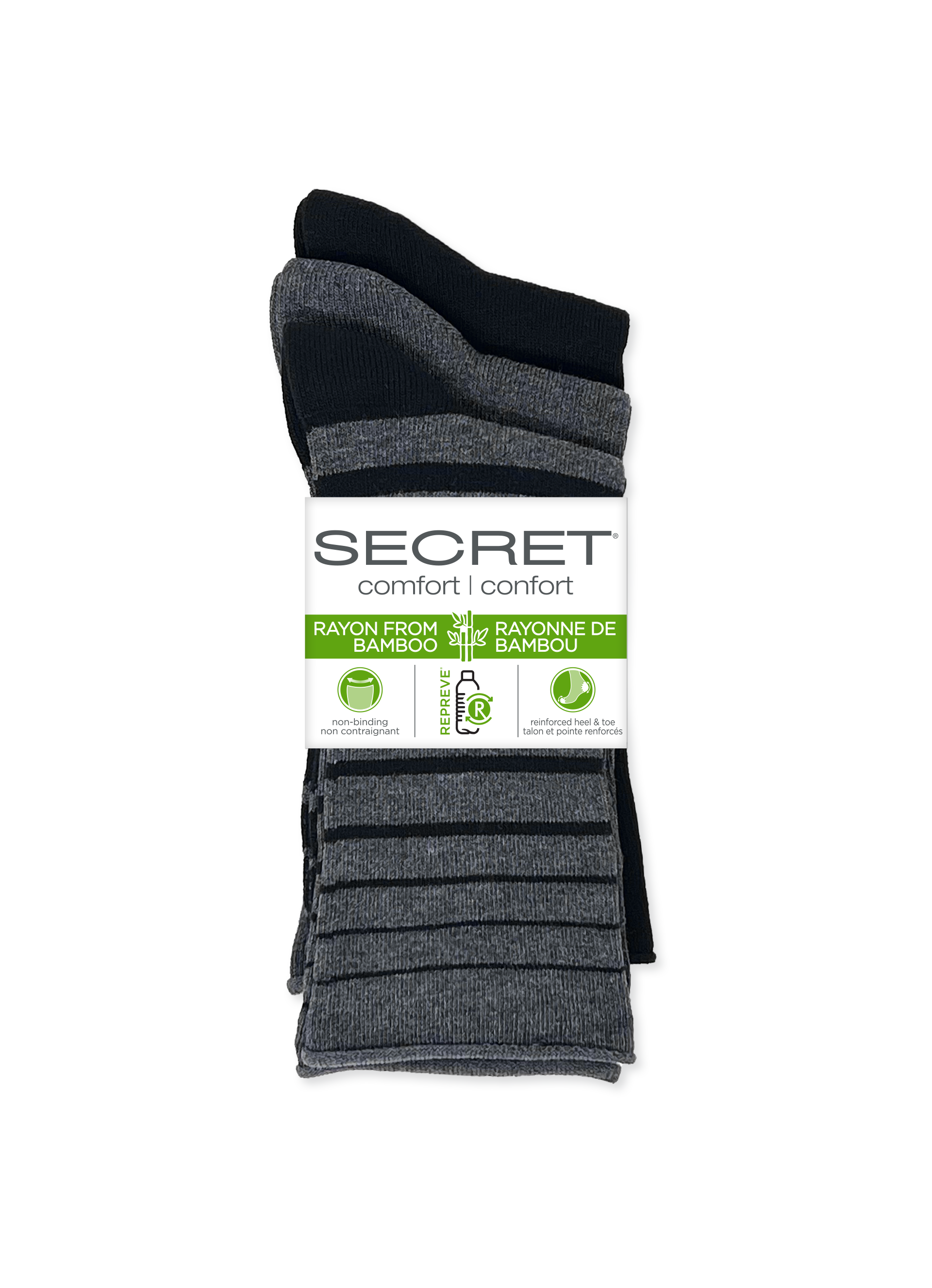 SECRET® Comfort Bamboo Fashion Roll Top Crew - 3 Pairs