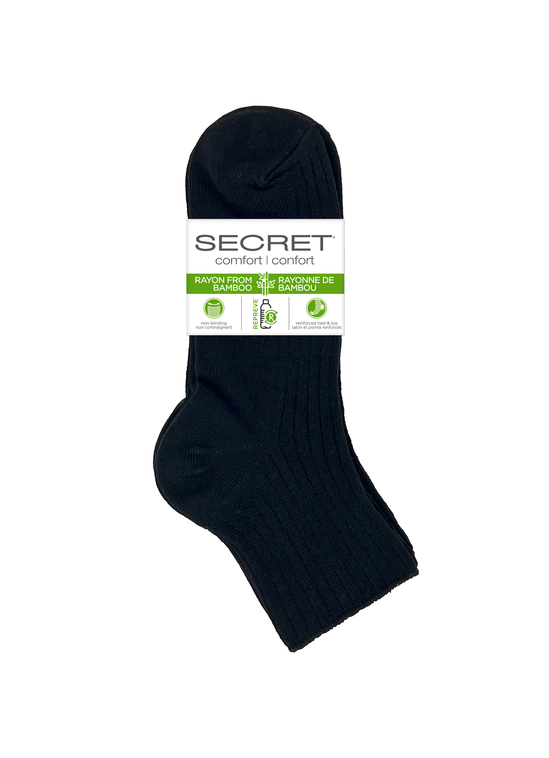 SECRET® Comfort Bamboo Ribbed Anklet - 3 Pairs