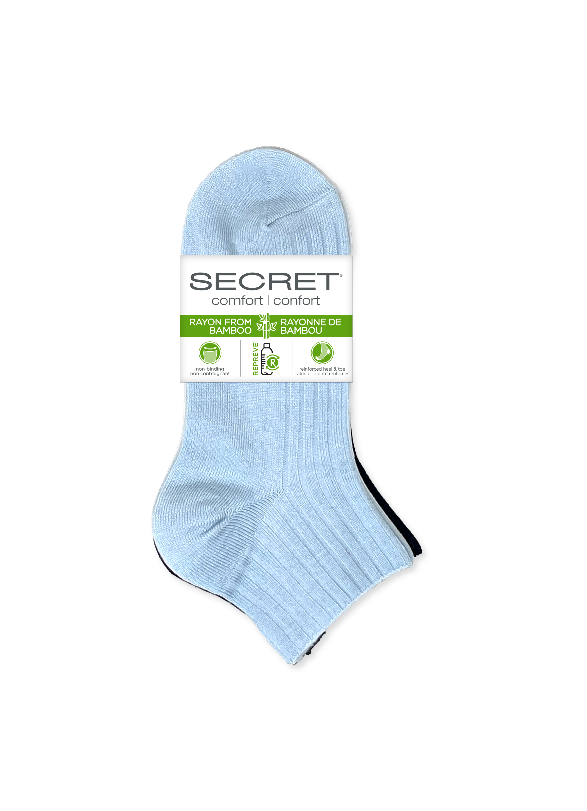 SECRET® Comfort Bamboo Ribbed Anklet - 3 Pairs