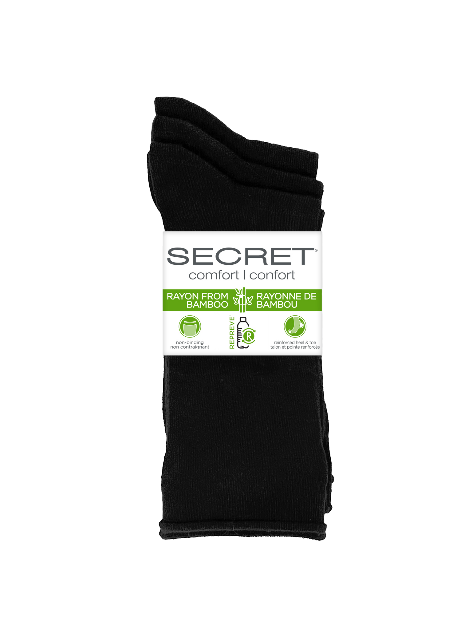 SECRET® Comfort Bamboo Flat Knit Roll Top Crew - 3 paires