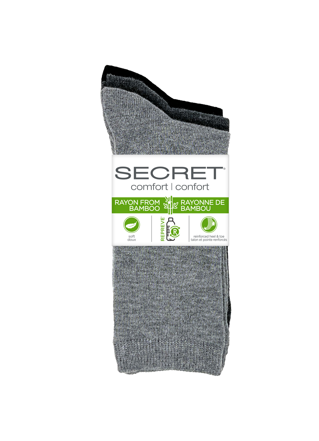 SECRET® Comfort Bamboo Flat Knit Crew - 3 paires