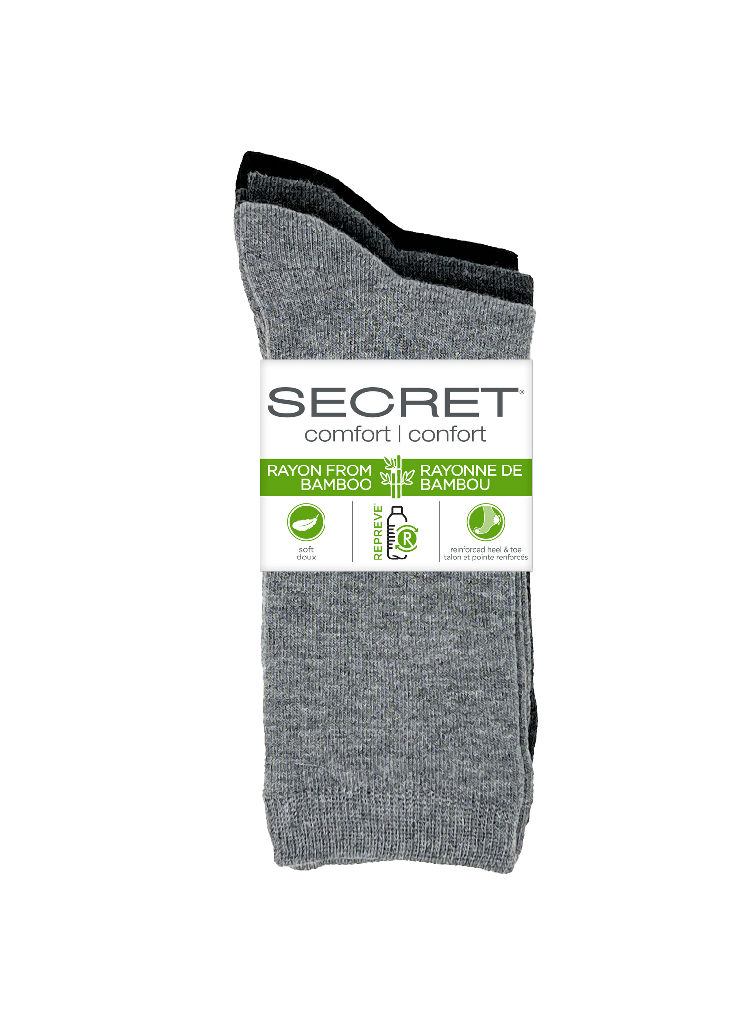 SECRET® Comfort Bamboo Flat Knit Crew - 3 paires