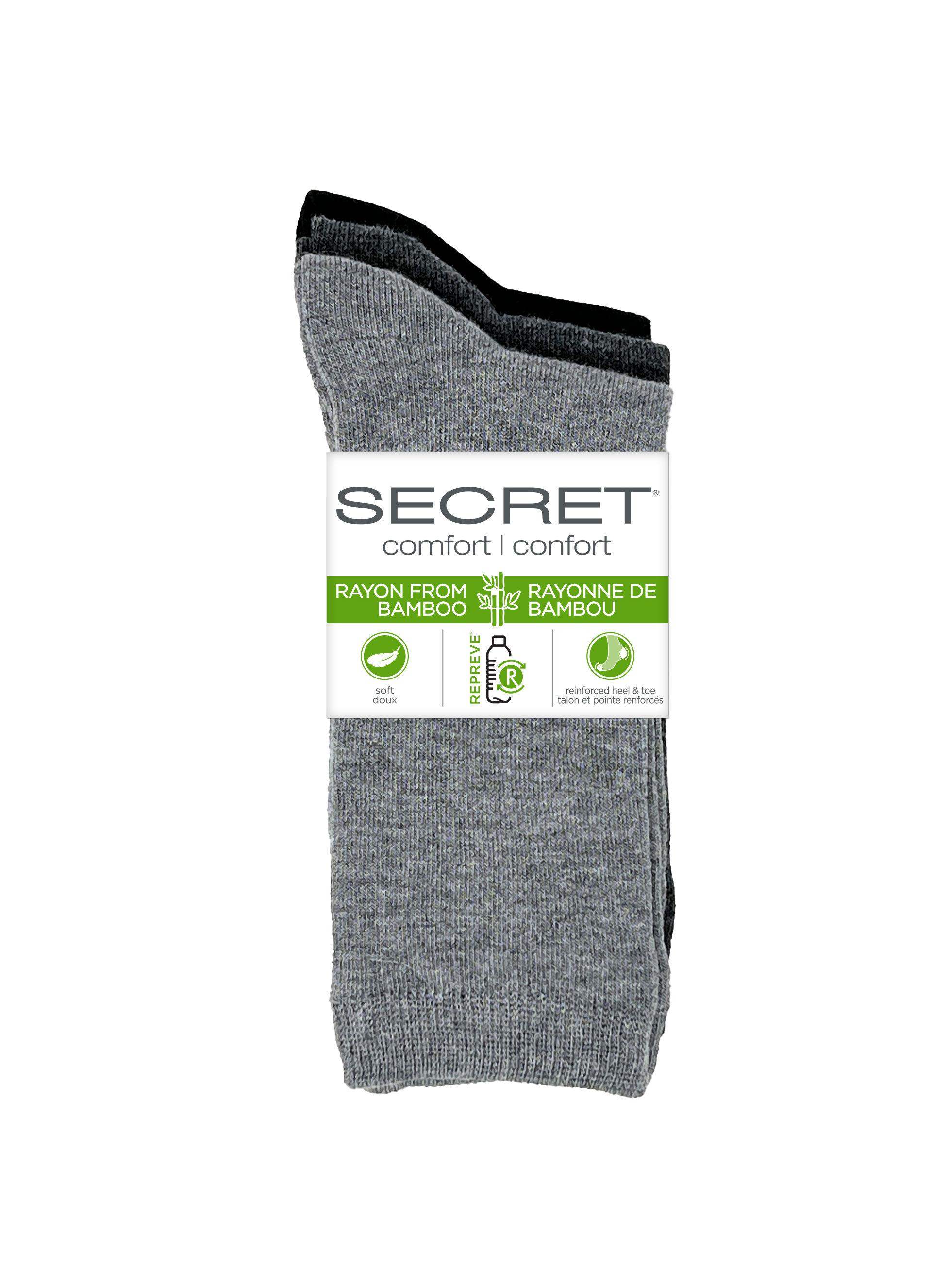 SECRET® Comfort Bamboo Flat Knit Crew - 3 Pairs