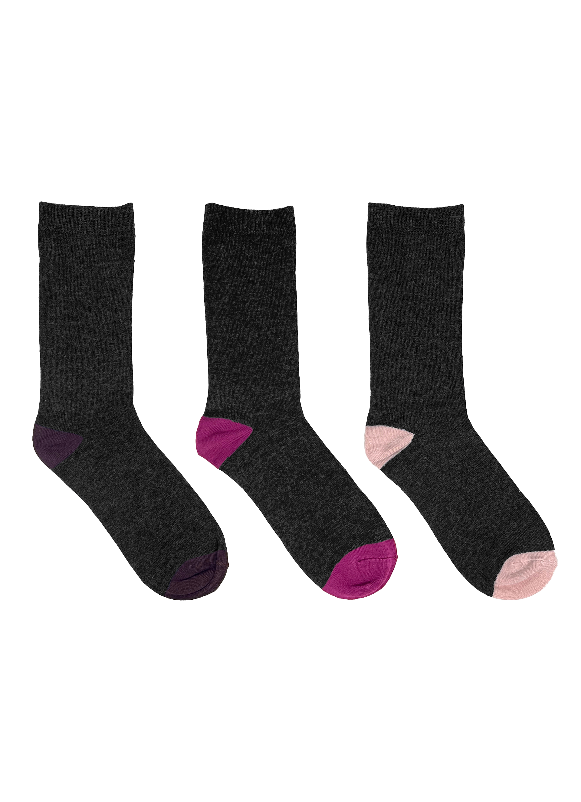 SECRET® Comfort Bamboo Contrast Heel/Toe Crew - 3 Pairs
