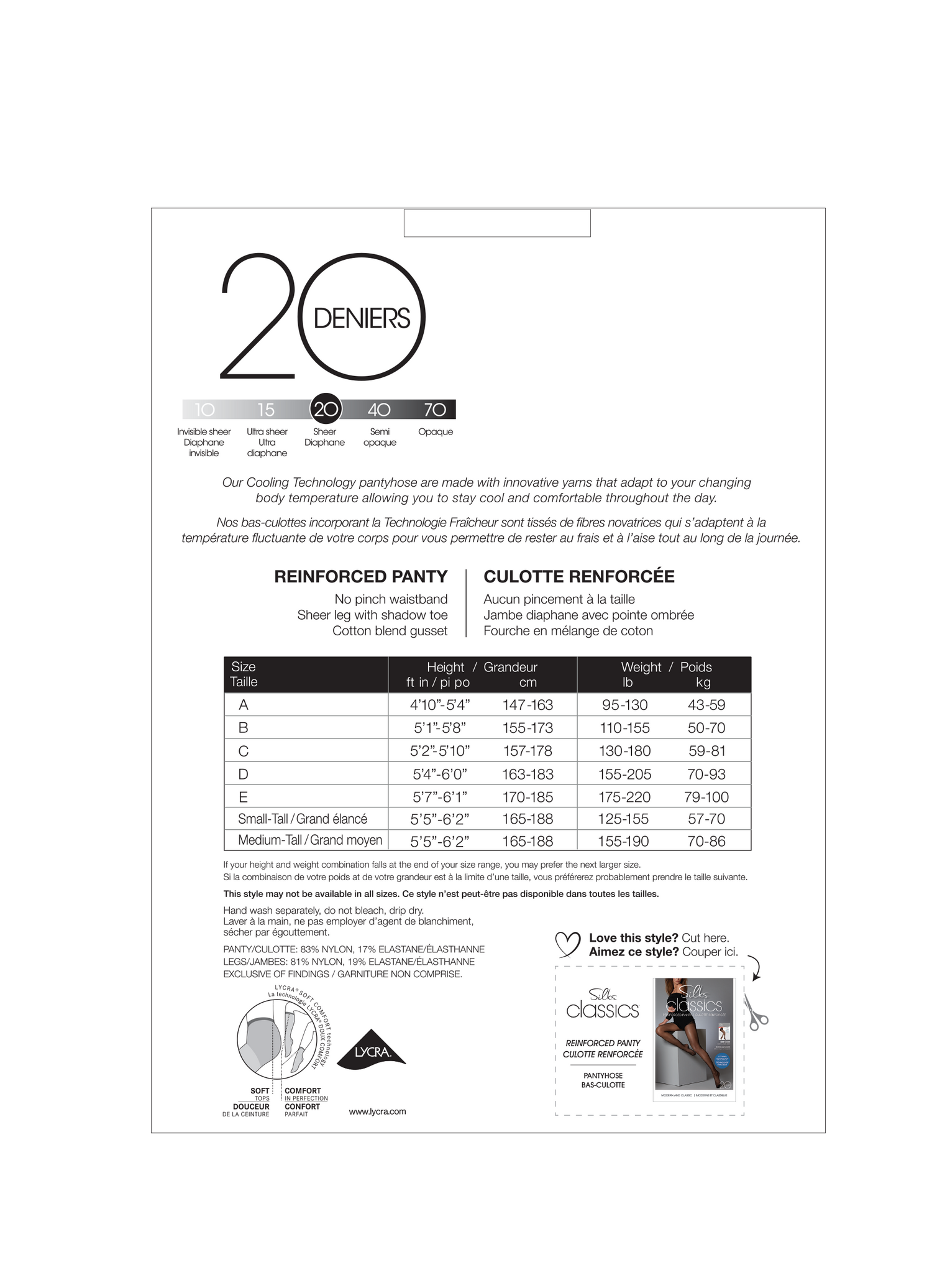 SILKS® Classics® Reinforced Pantyhose w/Shadow Toe with HeiQ - 20 Denier