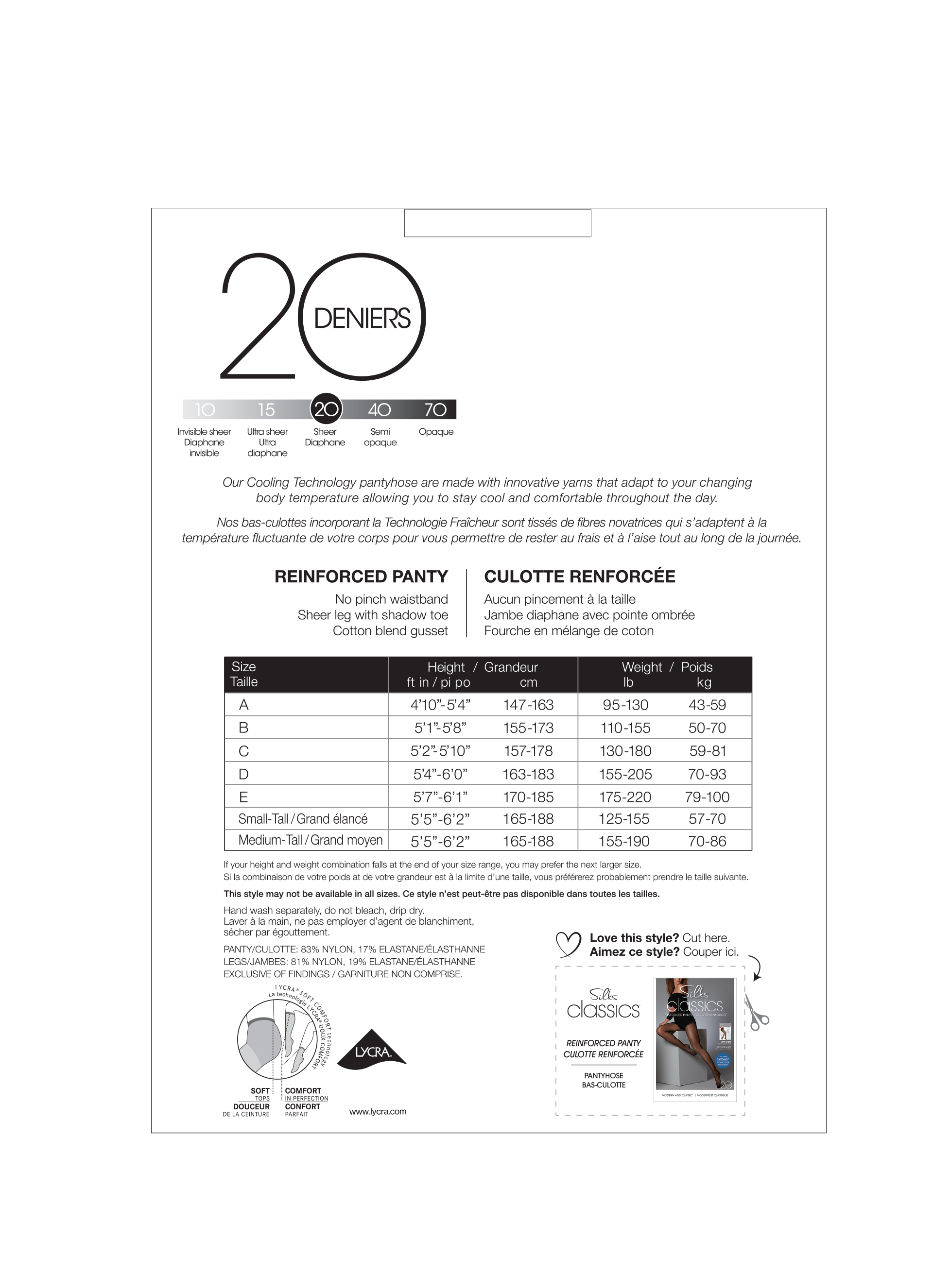 SILKS® Classics® Reinforced Pantyhose w/Shadow Toe with HeiQ - 20 Denier