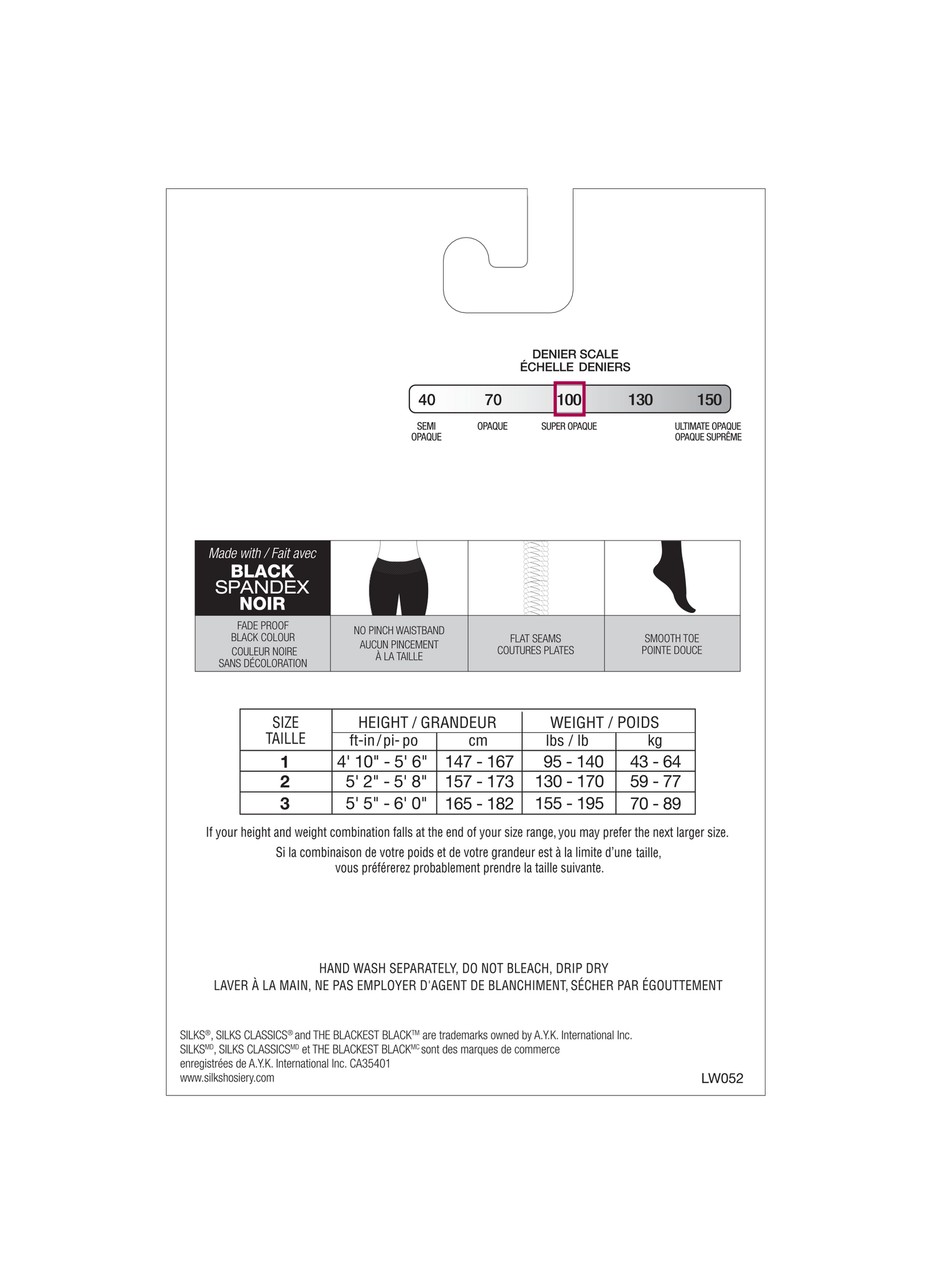 SILKS® Classics® Opaque Matte Tight | 100 Denier Black Spandex Women&