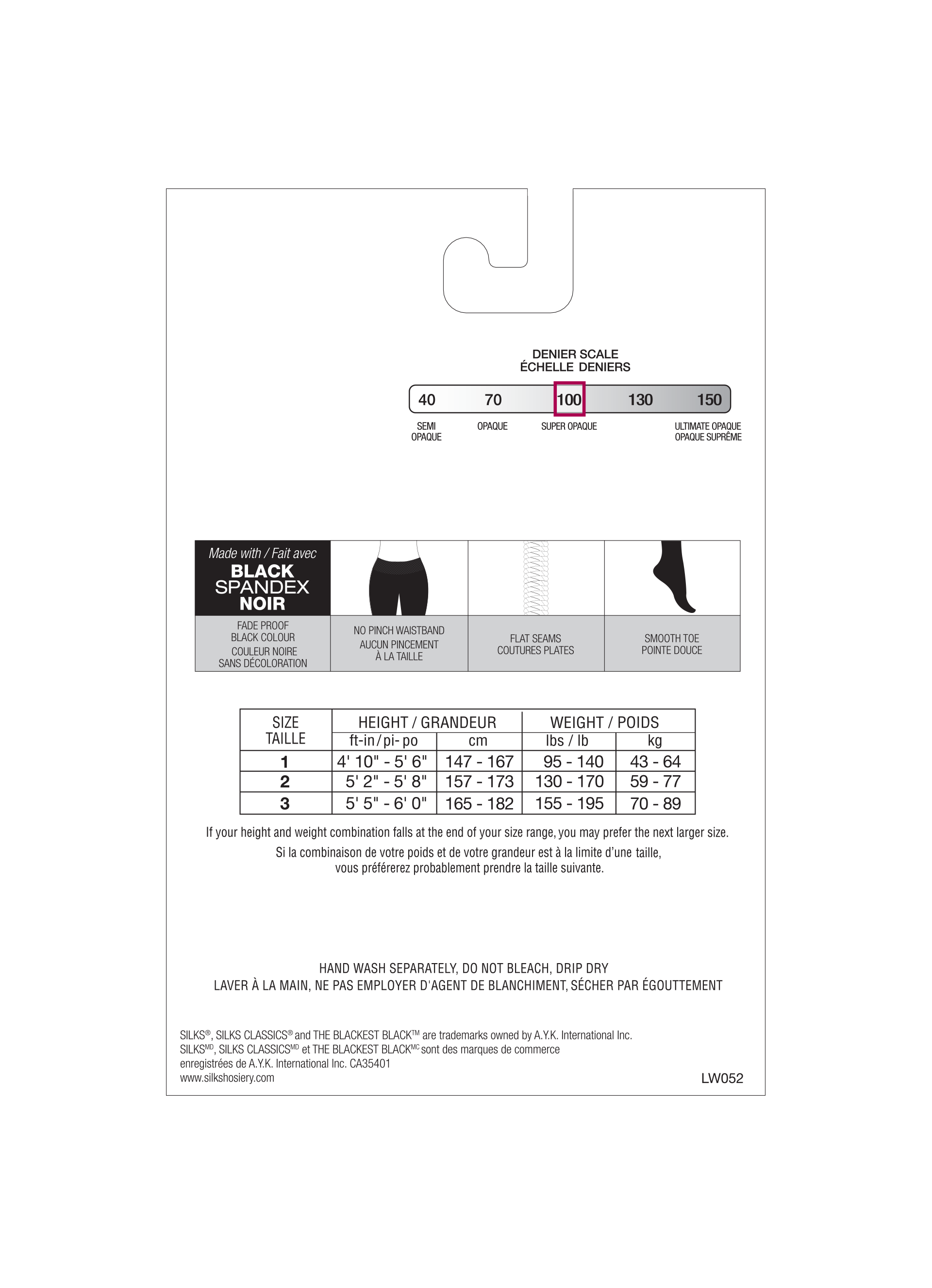 SILKS® Classics® Opaque Matte Tight | 100 Denier Black Spandex Women&