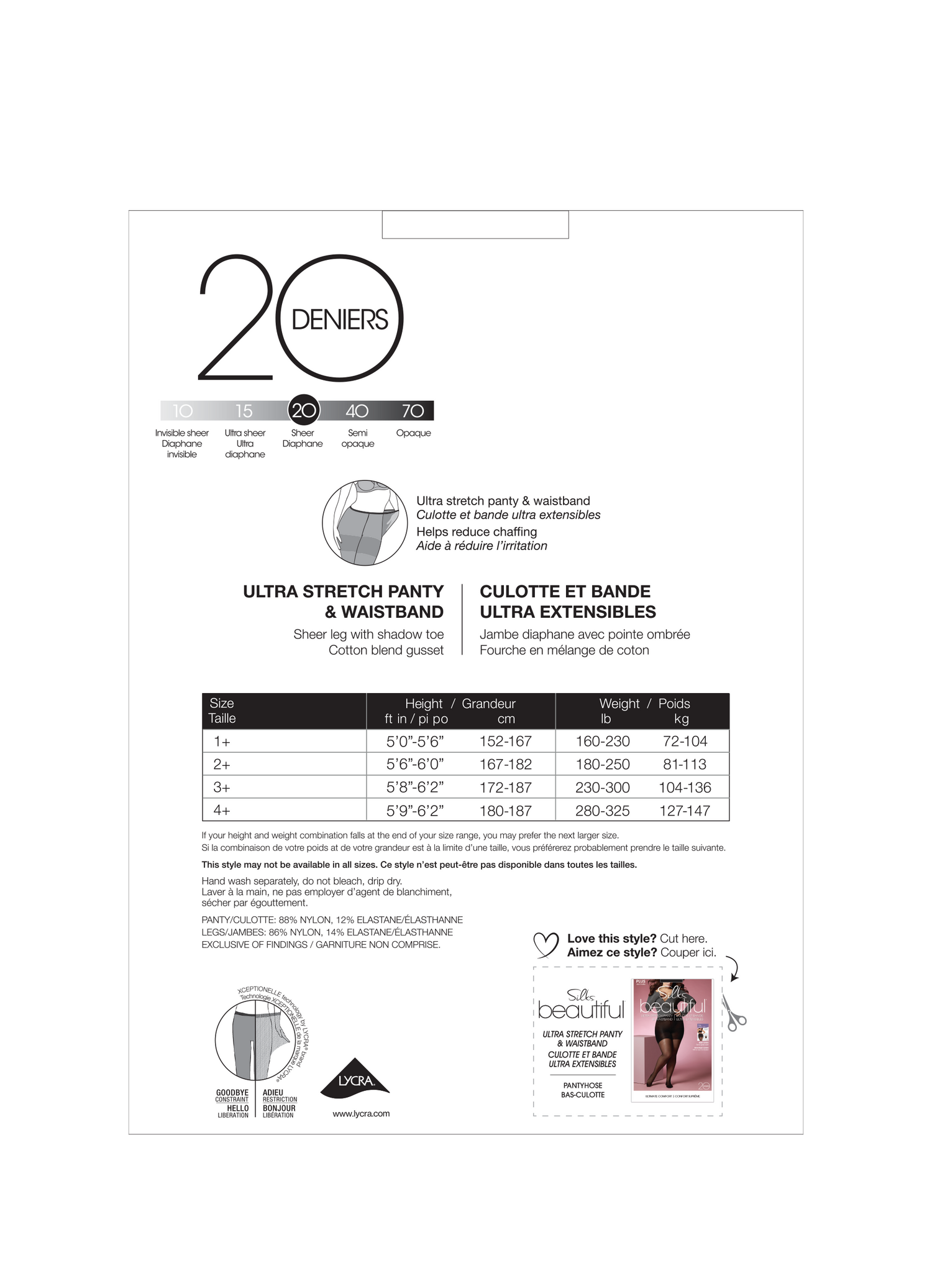 SILKS® BEAUTIFUL® Plus  Sheer Pantyhose w/Shadow toe & Comfort Panty  -  20 Denier