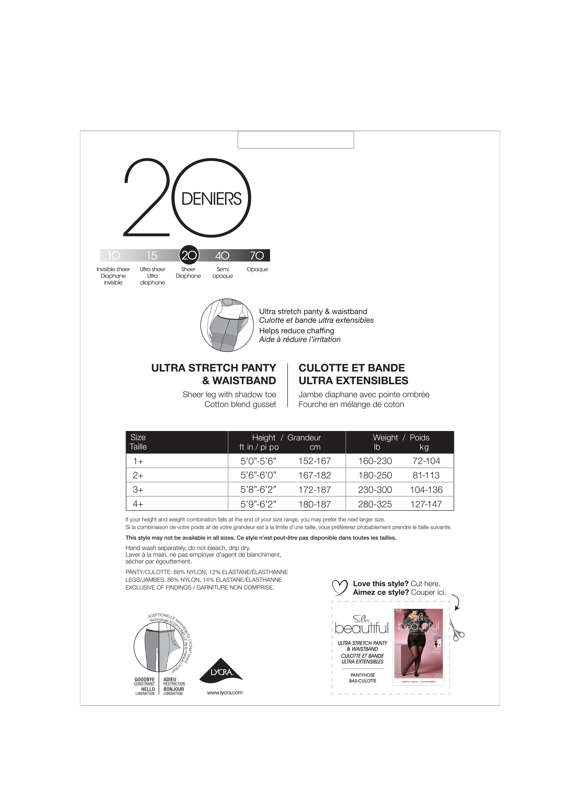 SILKS® BEAUTIFUL® Plus Sheer Pantyhose w/Shadow toe & Comfort Panty - 20 Denier