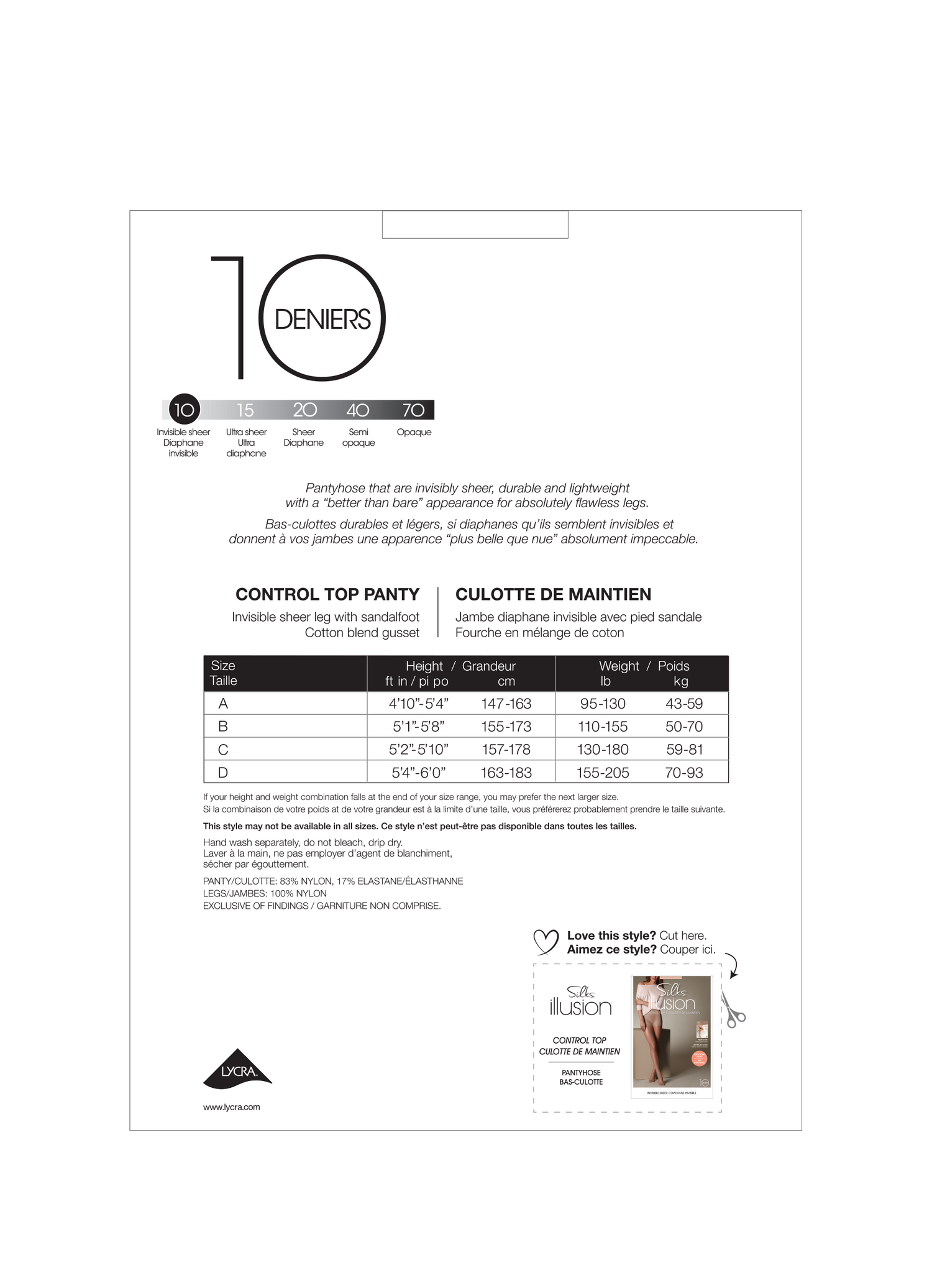 SILKS® Illusion® Ultra Sheer Control Top Pantyhose w/Sandalfoot - 10 Denier