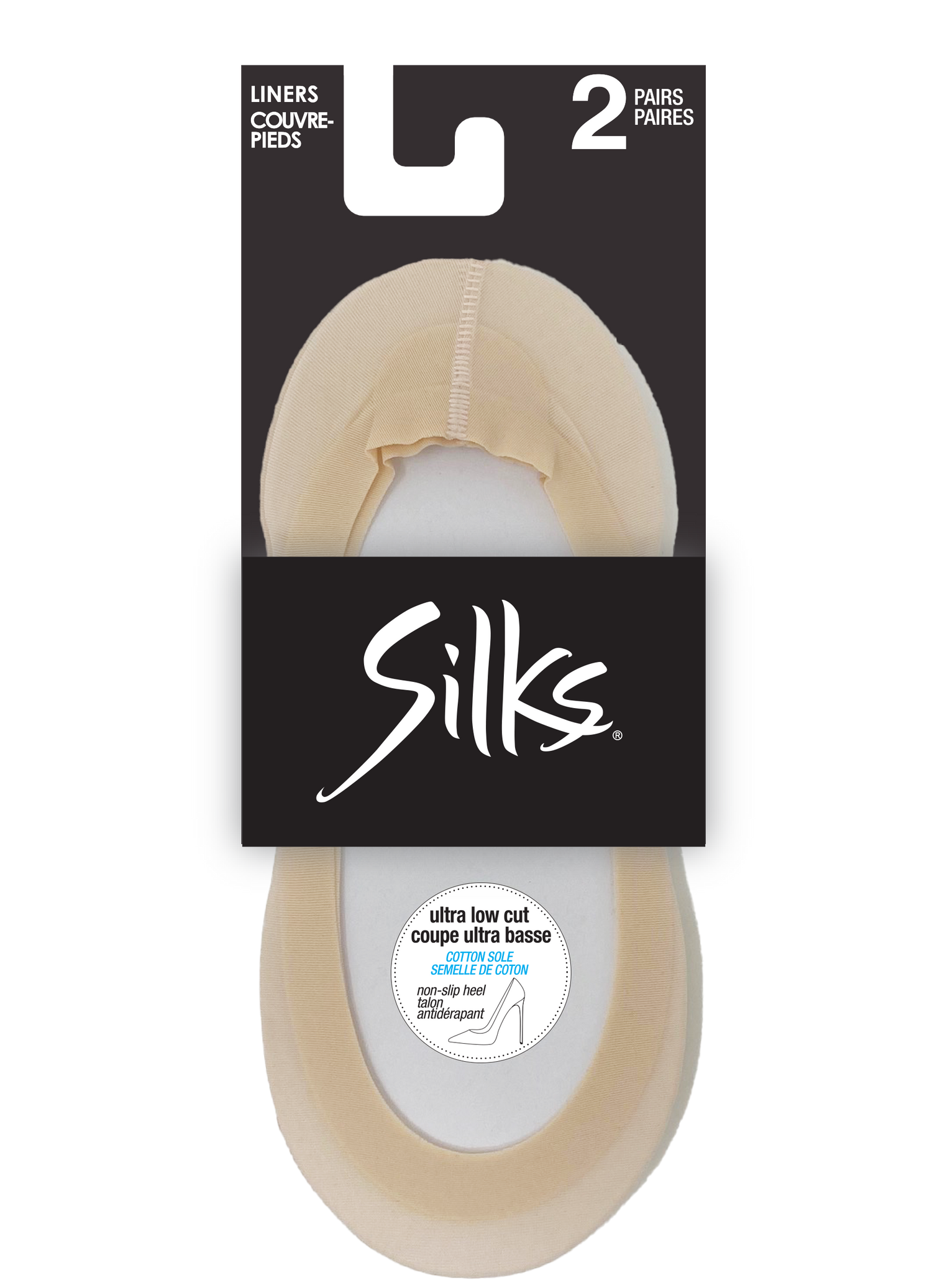 SILKS® Ultra Low Cut Cotton Sole  Liner - 2 Pairs