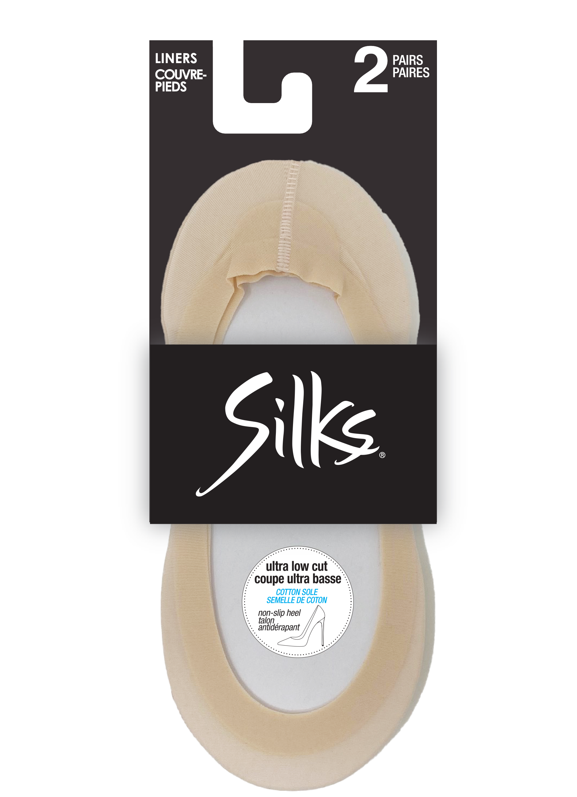 SILKS® Ultra Low Cut Cotton Sole  Liner - 2 Pairs