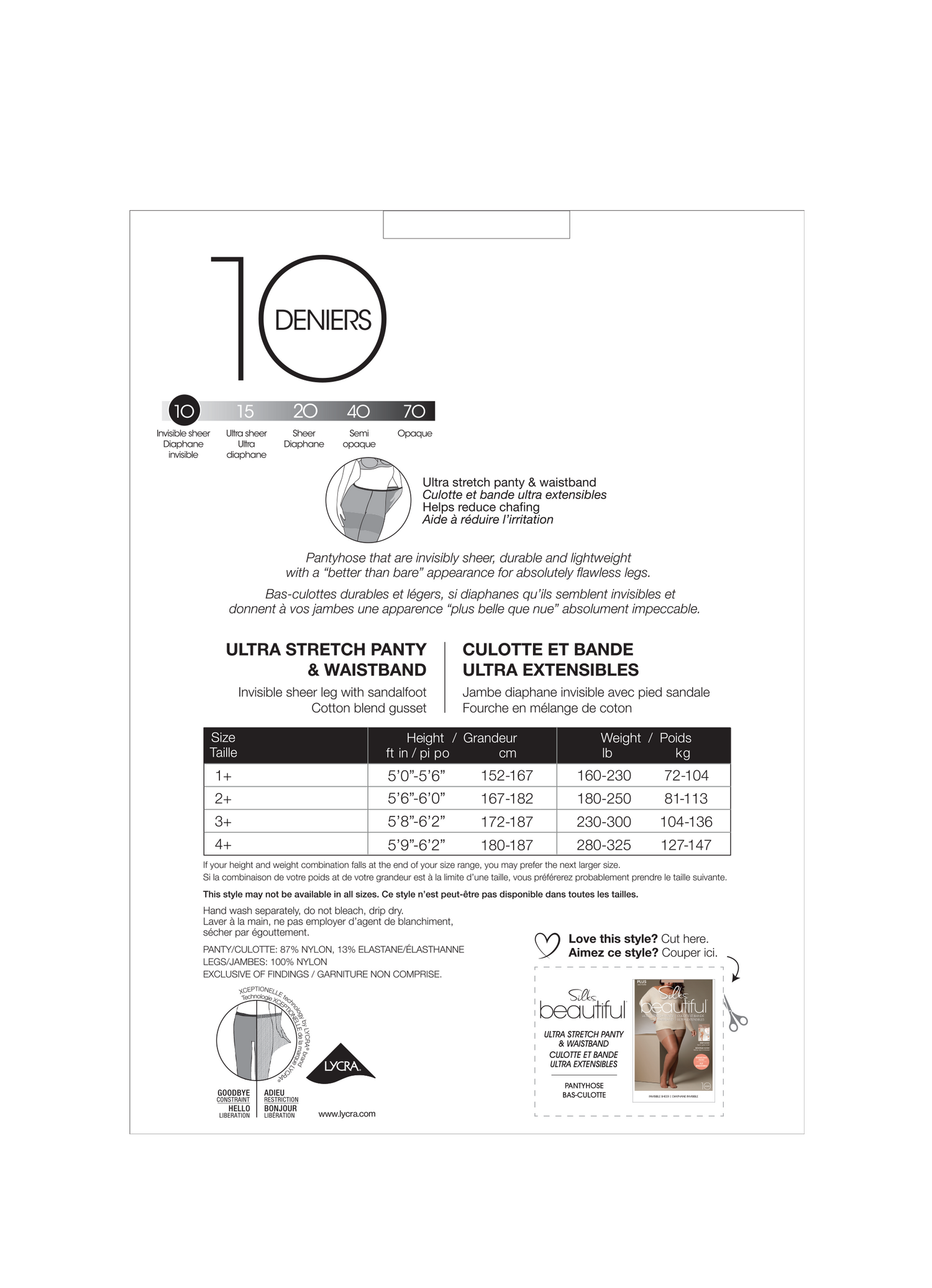 SILKS® BEAUTIFUL® Plus Ultra Sheer Pantyhose w/Sandalfoot  & Comfort Panty - 10 Denier
