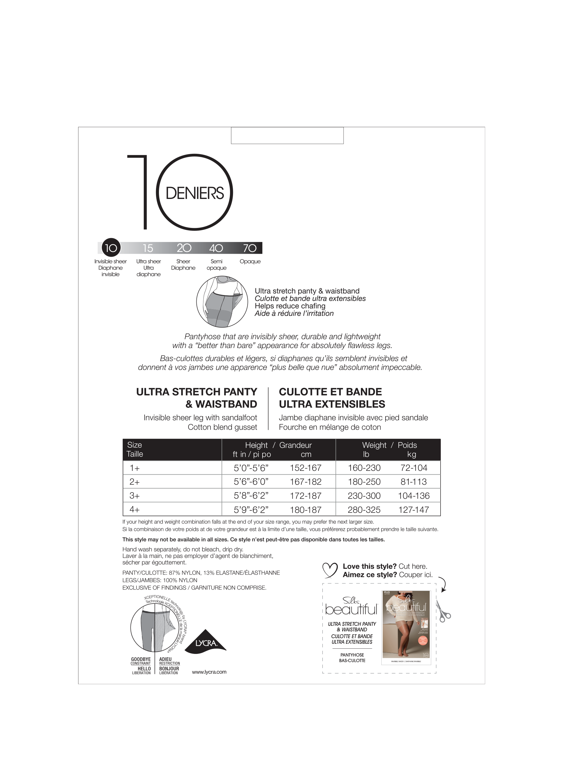 SILKS® BEAUTIFUL® Plus Ultra Sheer Pantyhose w/Sandalfoot & Comfort Panty - 10 Denier