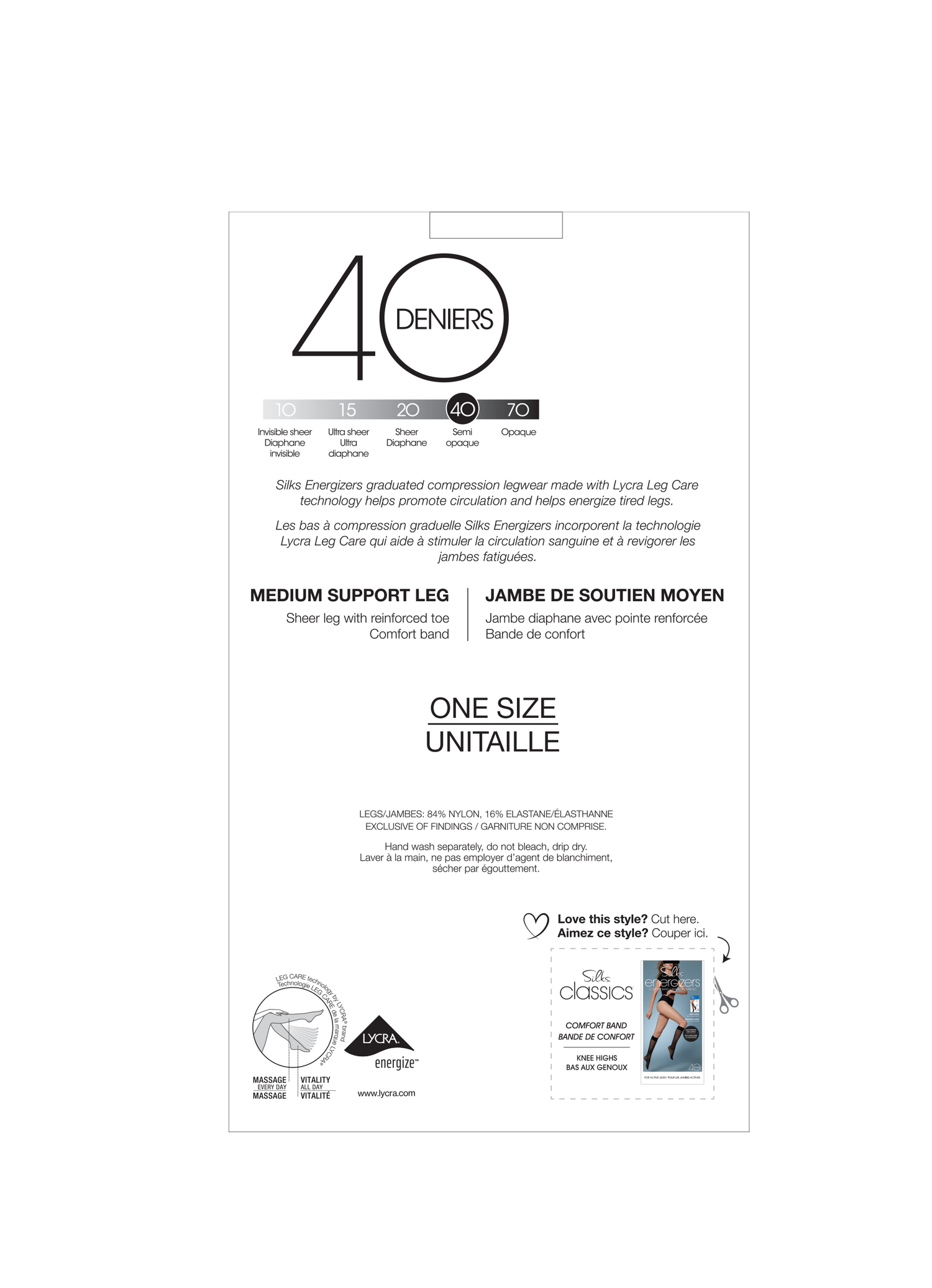 SILKS® Energizers® Medium Support Sheer Knee High w/Reinforced Toe - 2 Pairs - 40 Denier