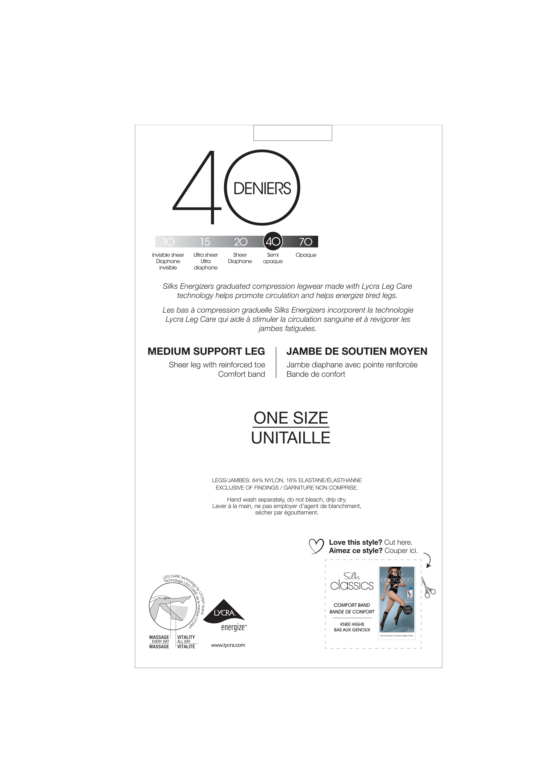 SILKS® Energizers® Medium Support Sheer Knee High w/Reinforced Toe - 2 Pairs - 40 Denier