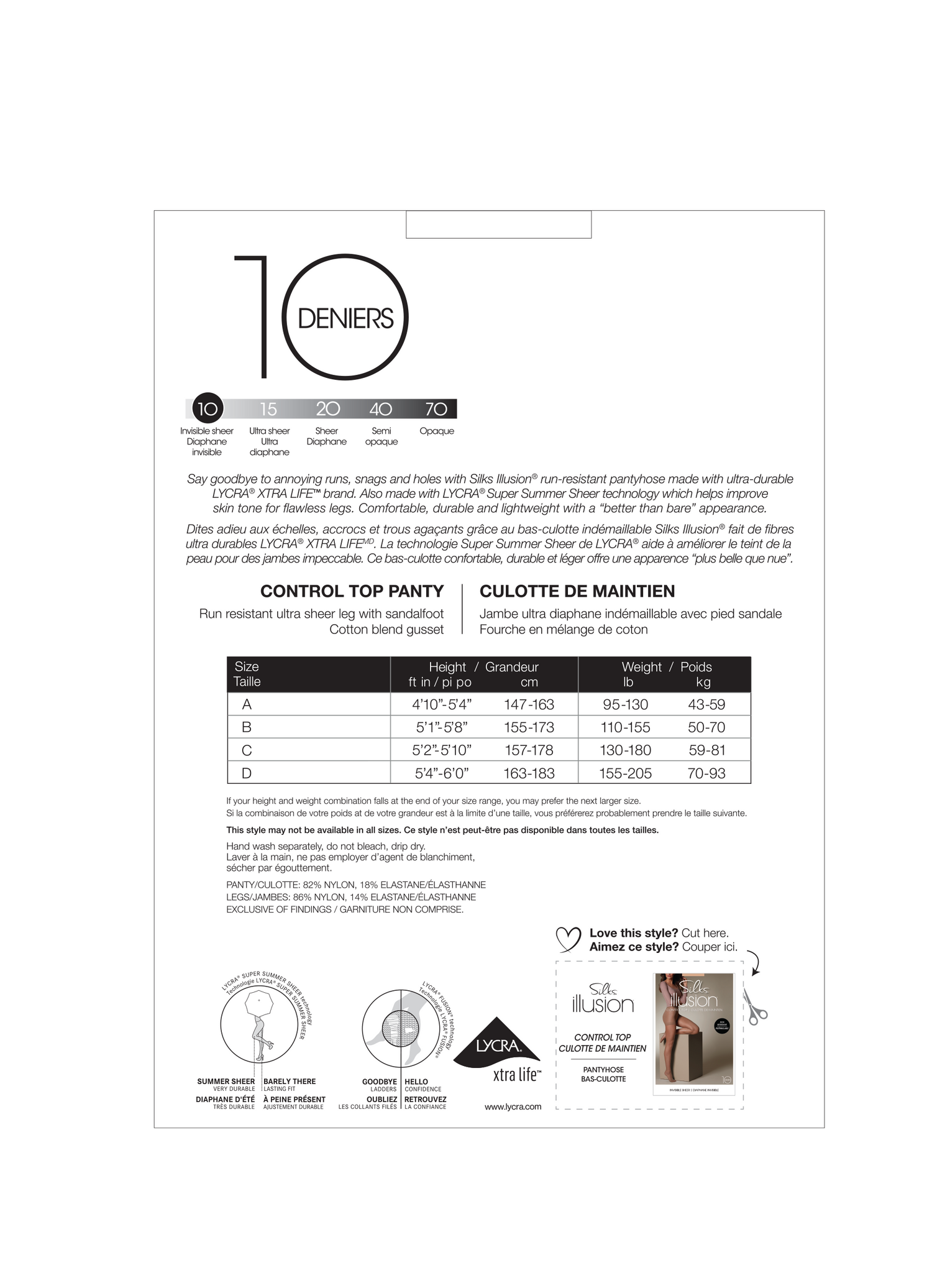 SILKS® Illusion® Run-Resistant Ultra Sheer Control Top Pantyhose w/Sandalfoot - 10 Denier