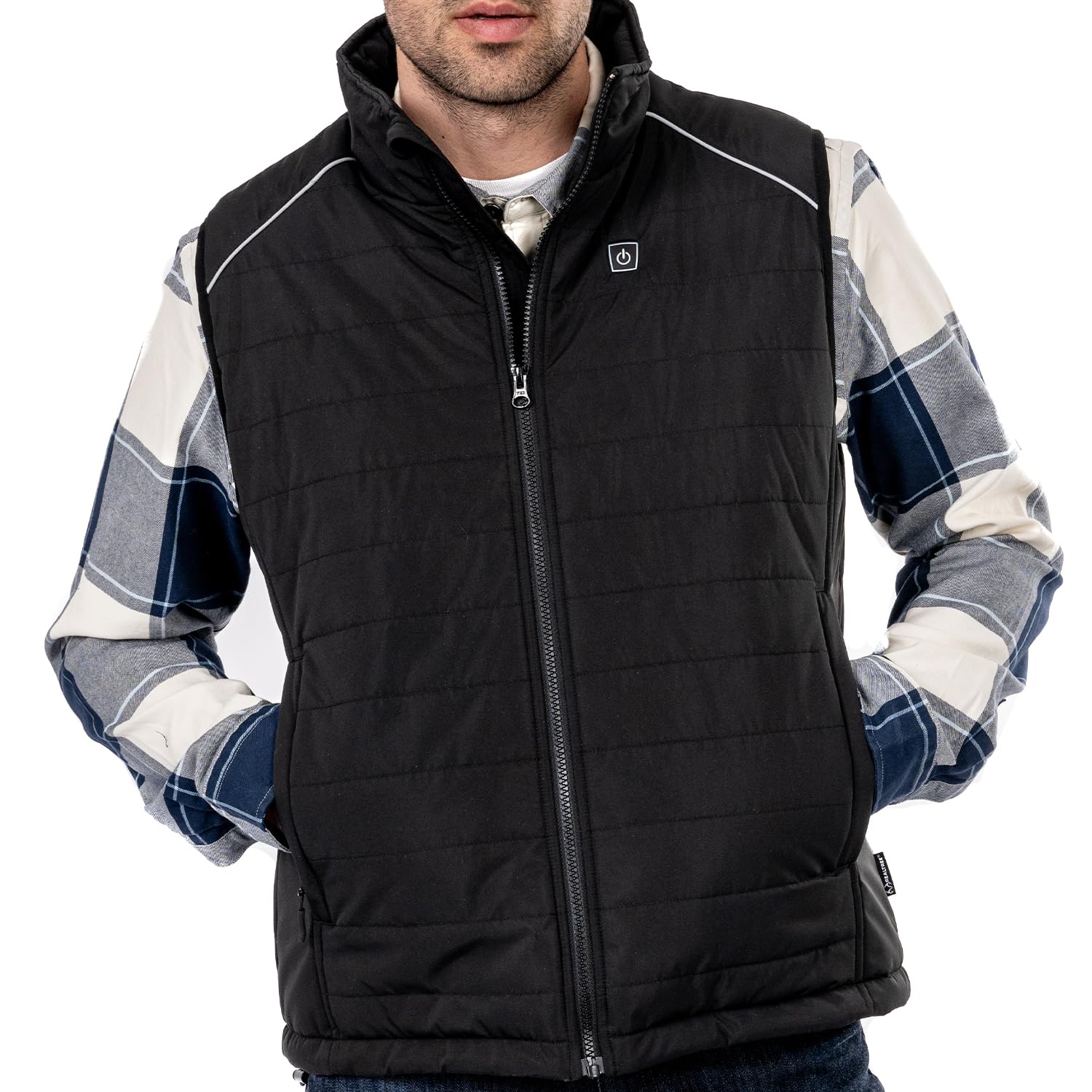 ENERGY TECHWEAR Men’s Quilted Heated Vest with 3 Heat Modules Slim & Lightweight, with Power Bank, Bluetooth App & Short Circuit Protection, Breathable, Waterproof, Windproof & Washable