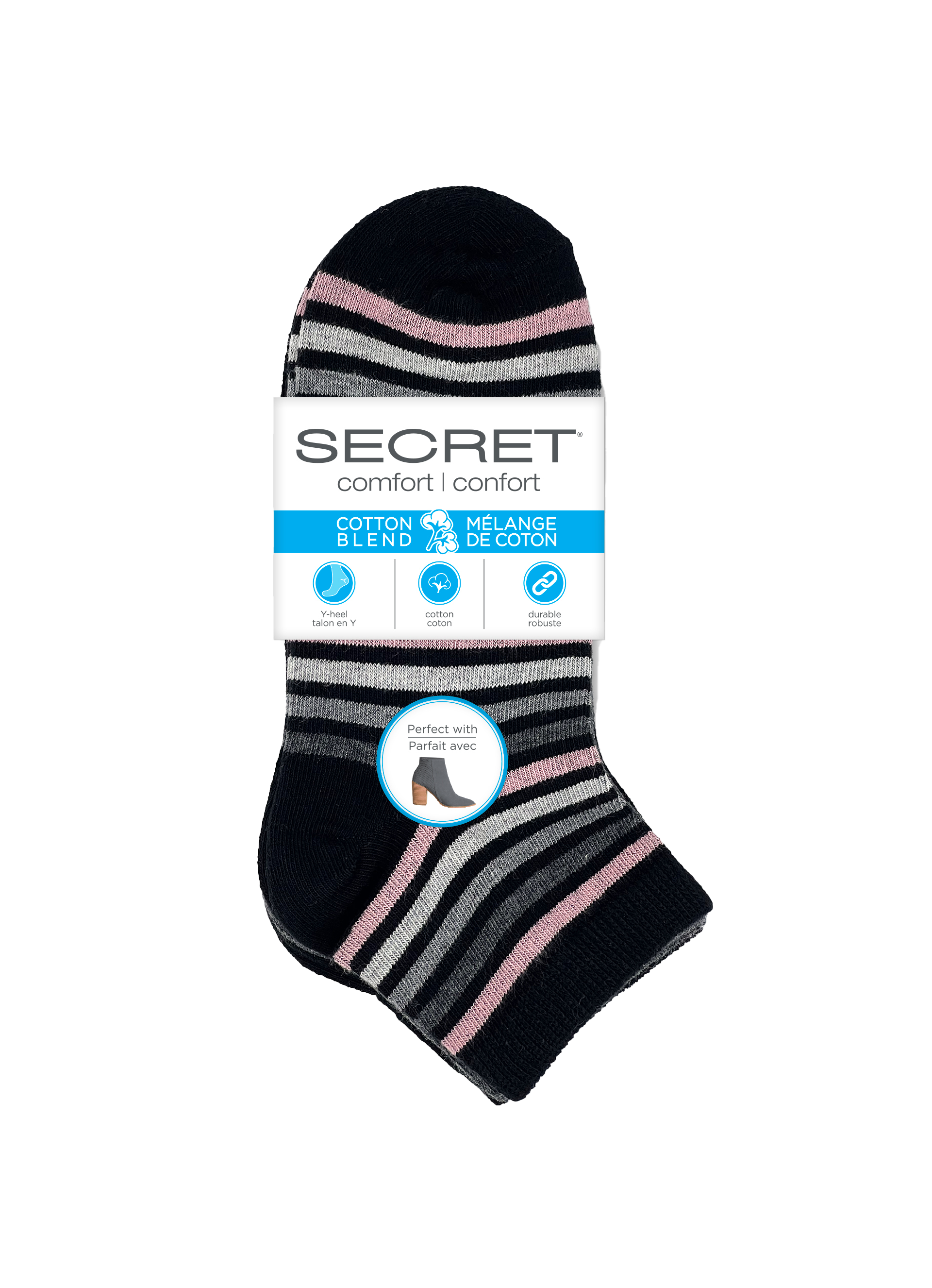 SECRET® Comfort Cotton Fashion Quarter - 3 Pairs