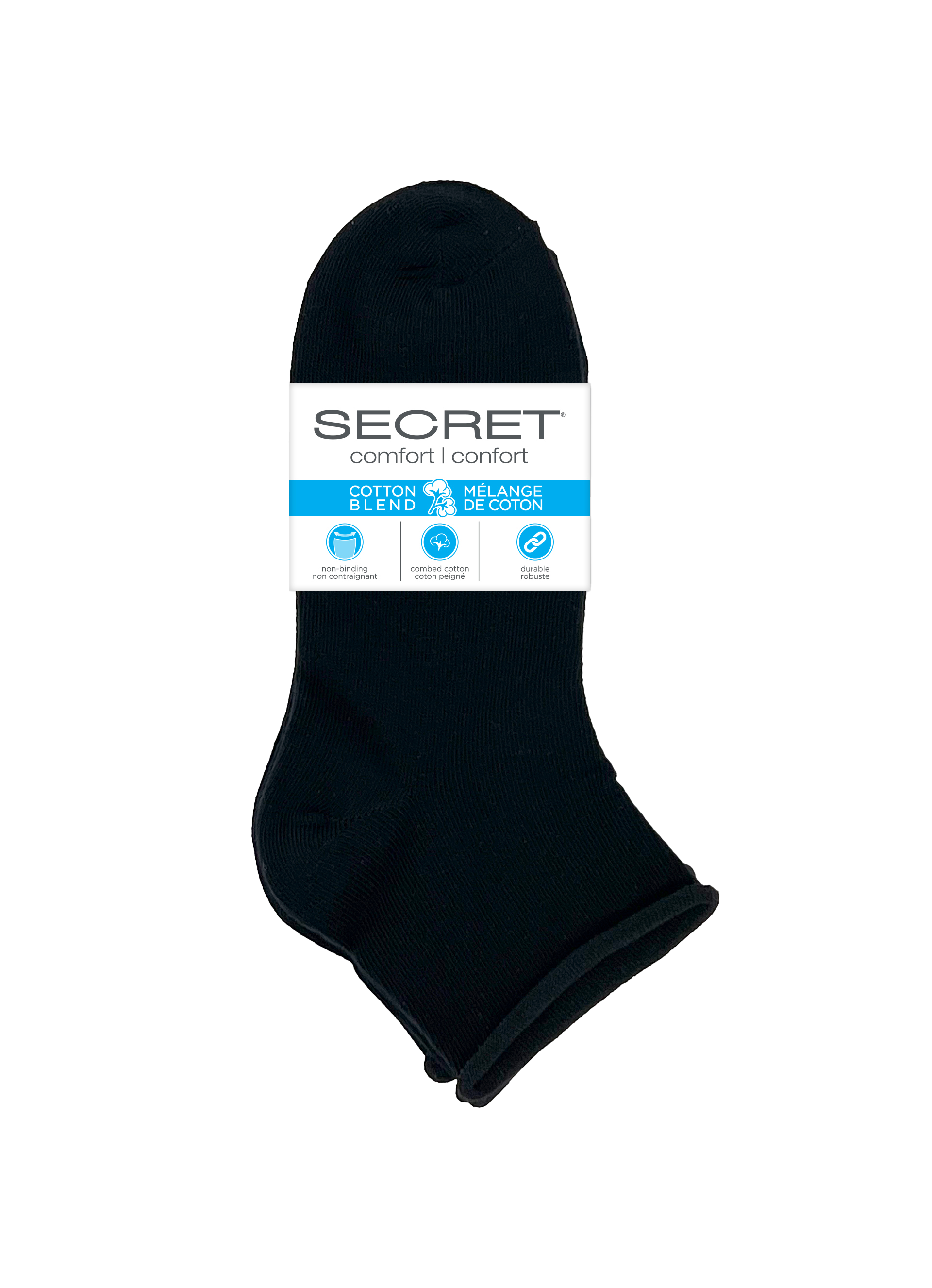 SECRET®Comfort Cotton Roll Top Quarter - 3 Pairs