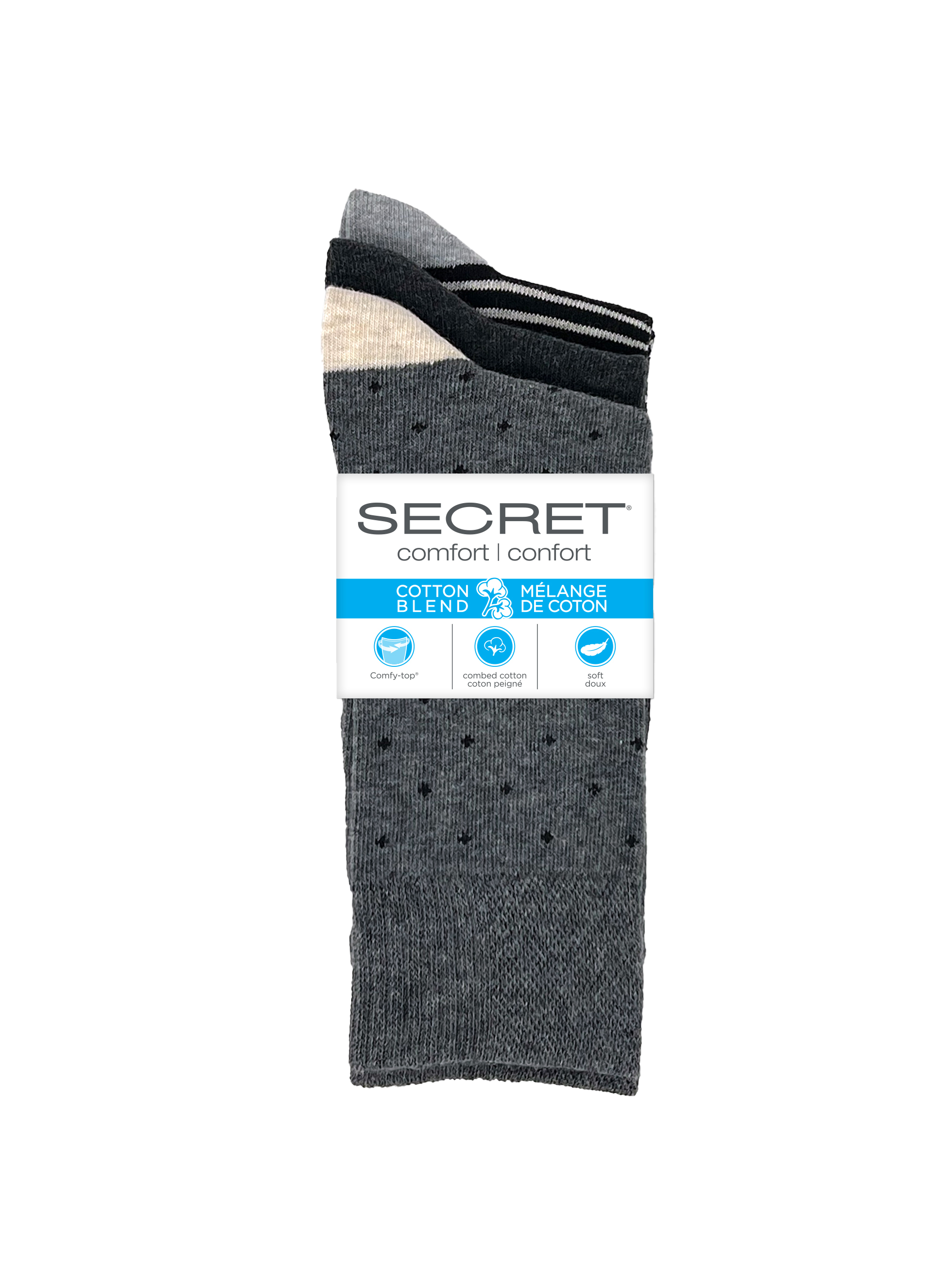 SECRET® Comfort Cotton Fashion Crew - 3 Pairs