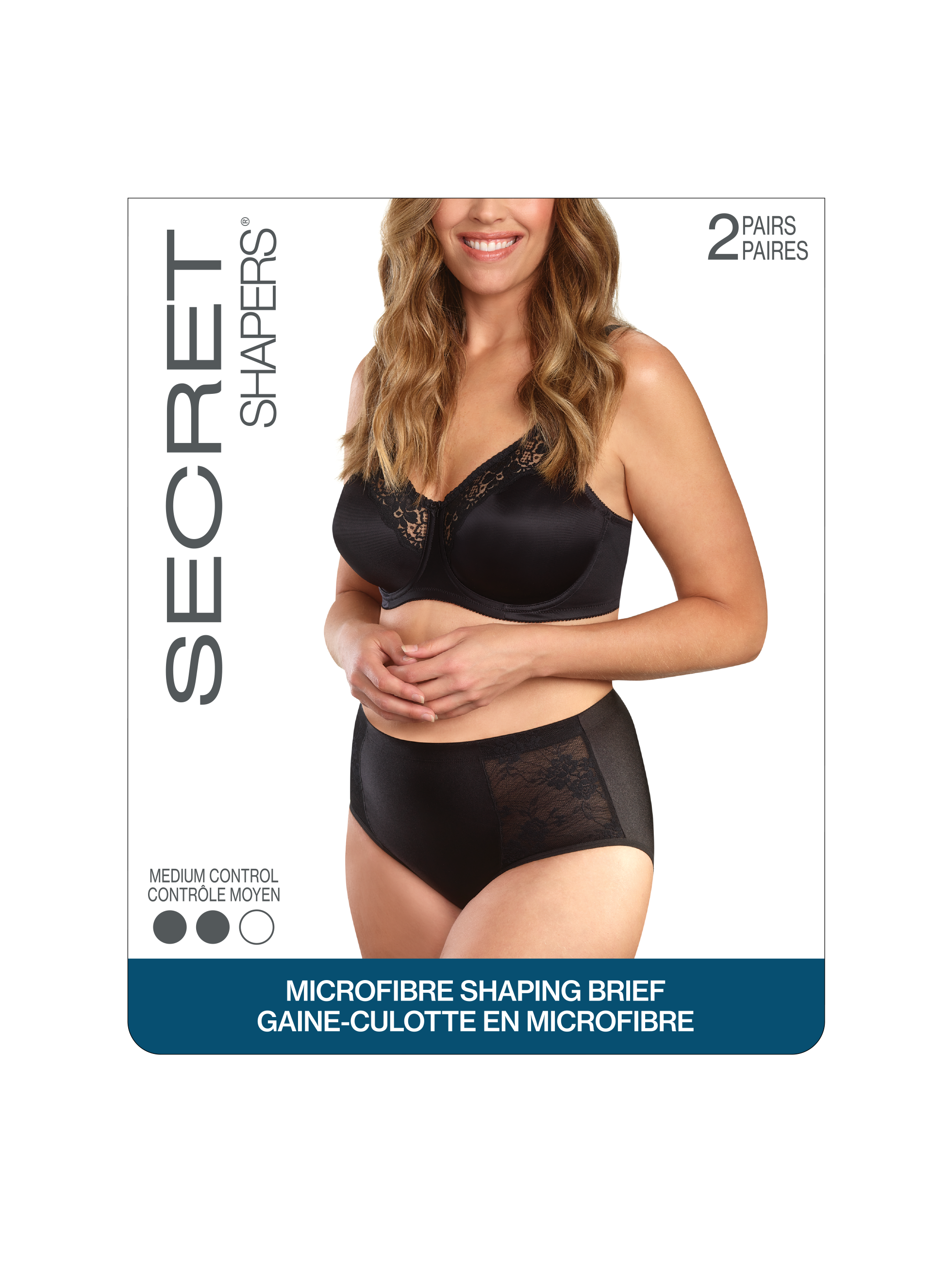 SECRET SHAPERS® Microfibre Shaping Brief with Lace - 2 Pairs
