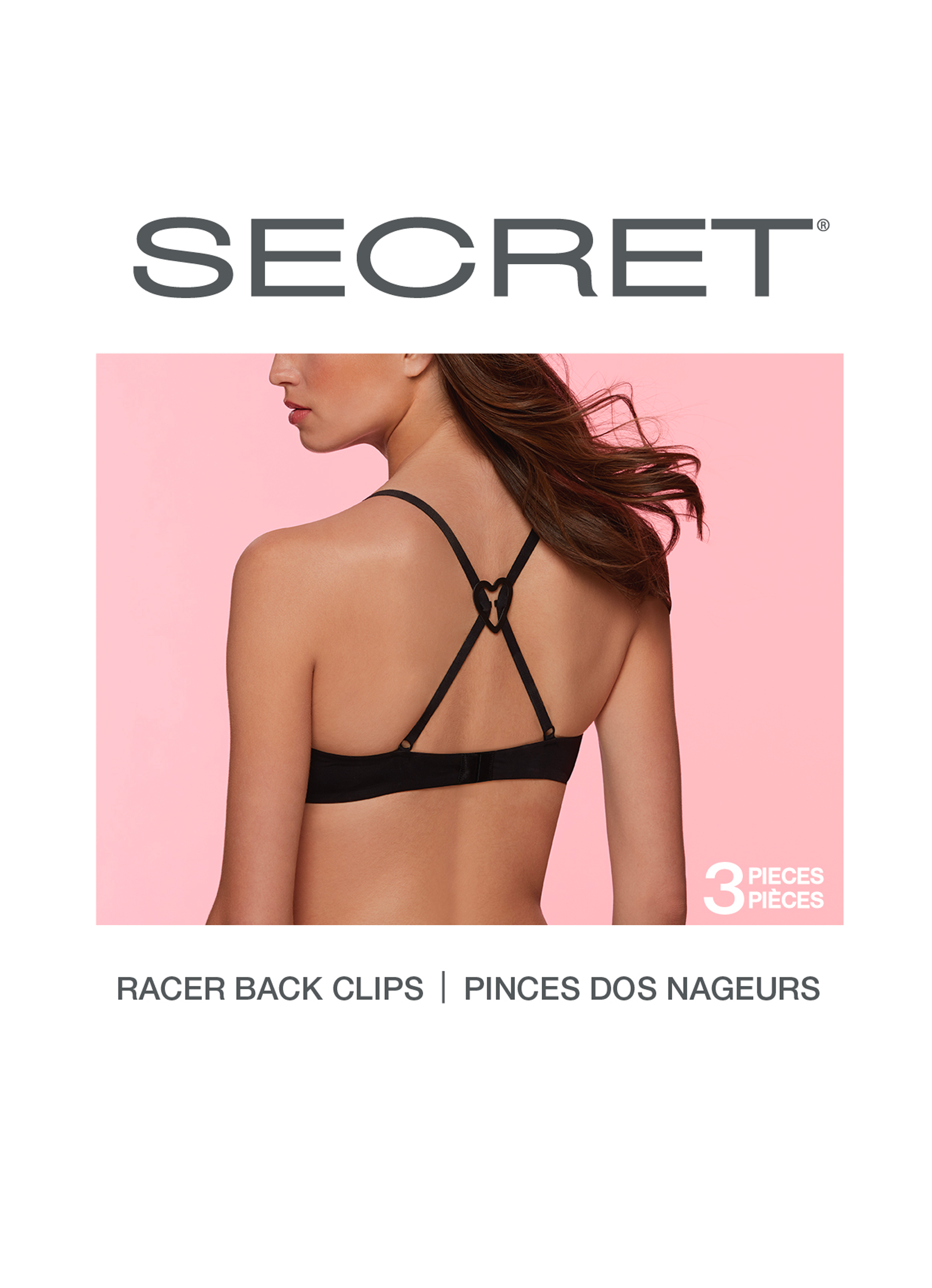 SECRET® Racerback Heart Clips - 3 Pieces