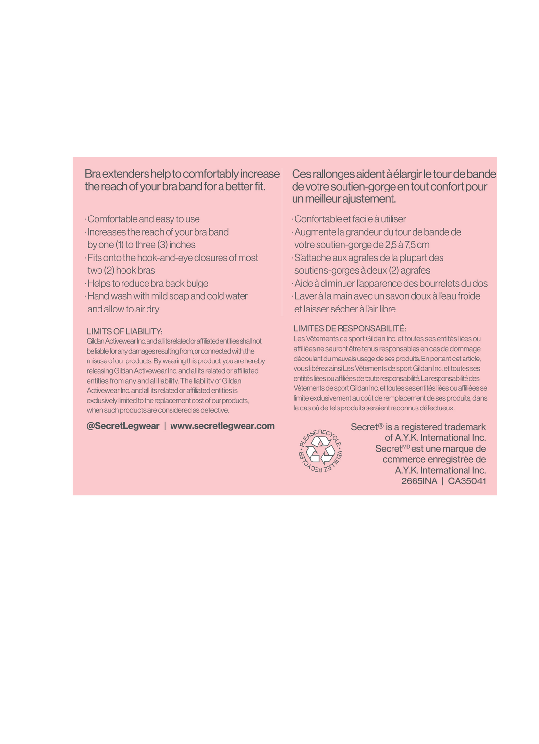 SECRET® 2-Hook Bra Extenders - 3 Pieces