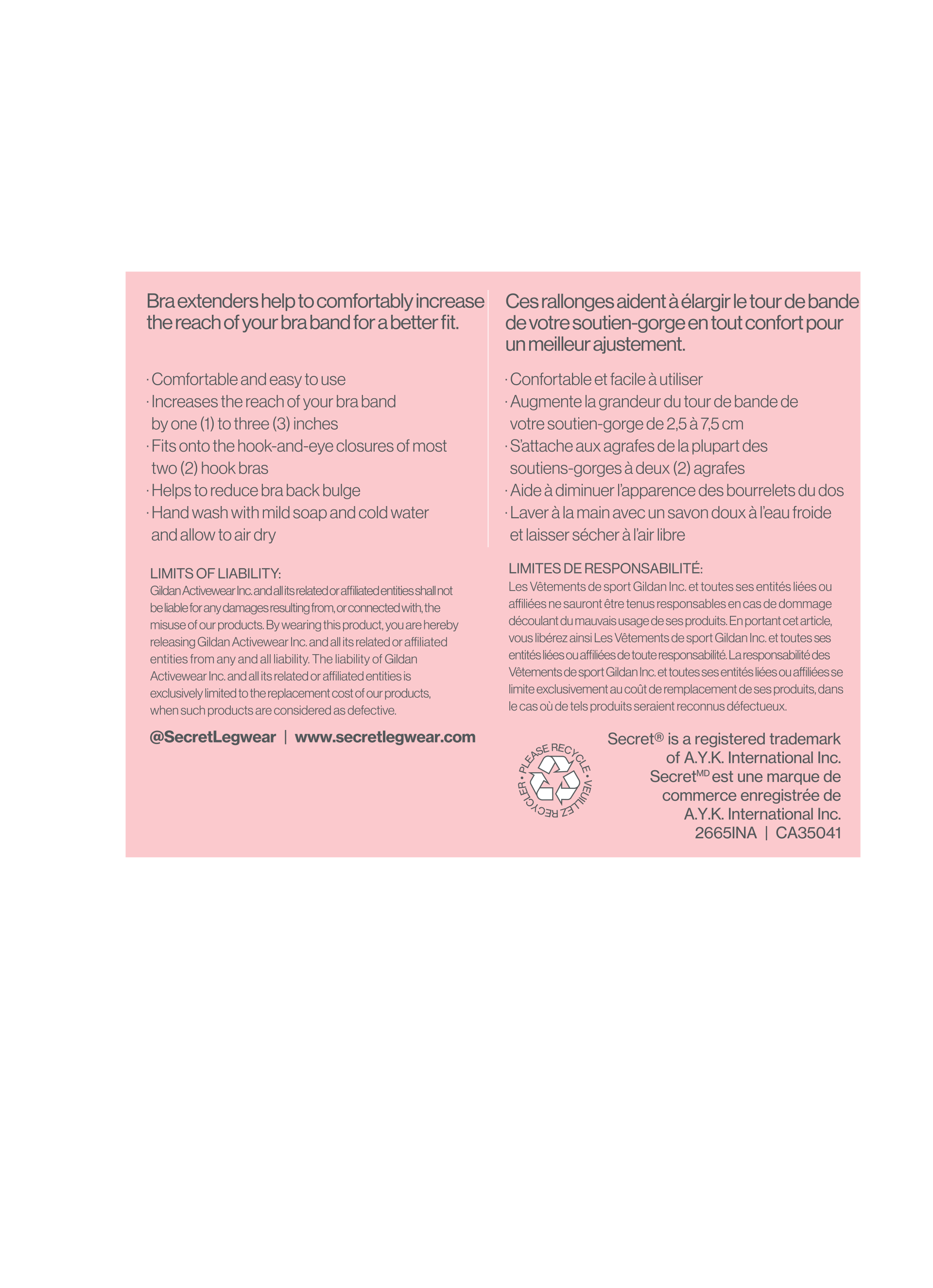SECRET® 2-Hook Bra Extenders - 3 Pieces